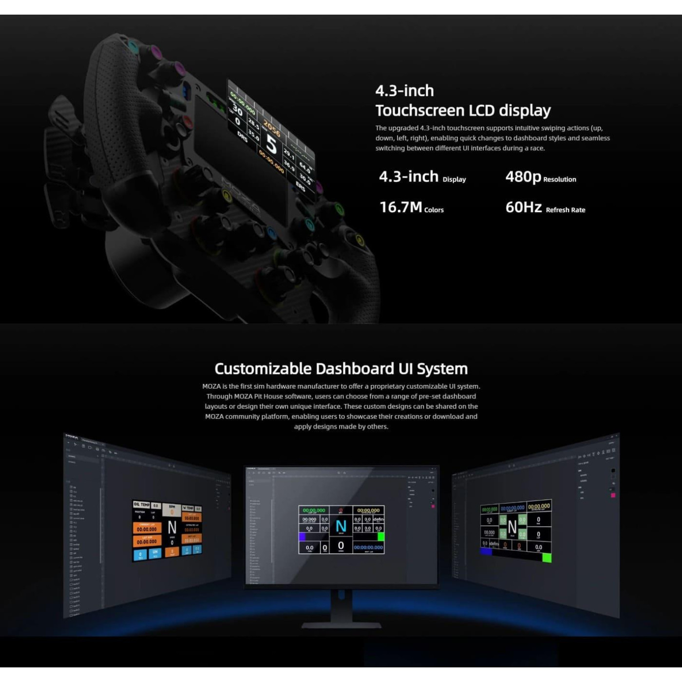 Руль MOZA Racing FSR V2 Formula for PC Экран 4.3