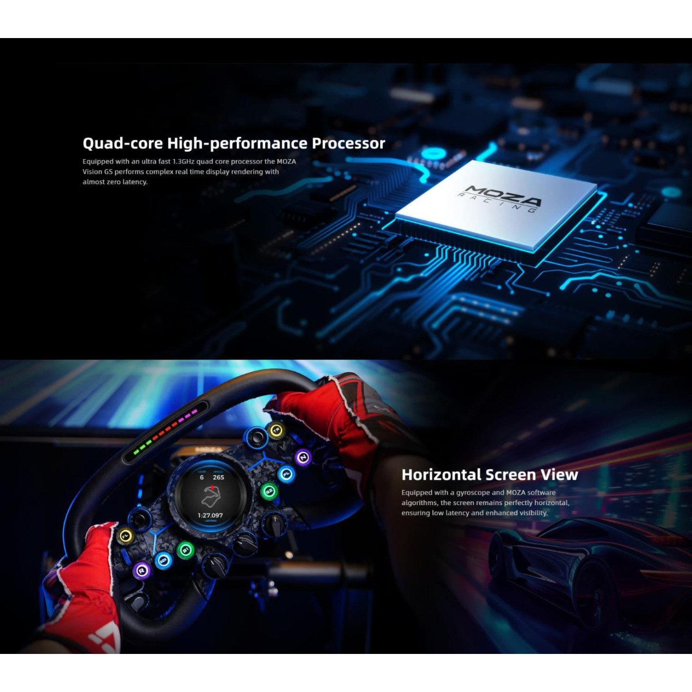 Руль MOZA Racing Vision GS Steering Экран 2.8