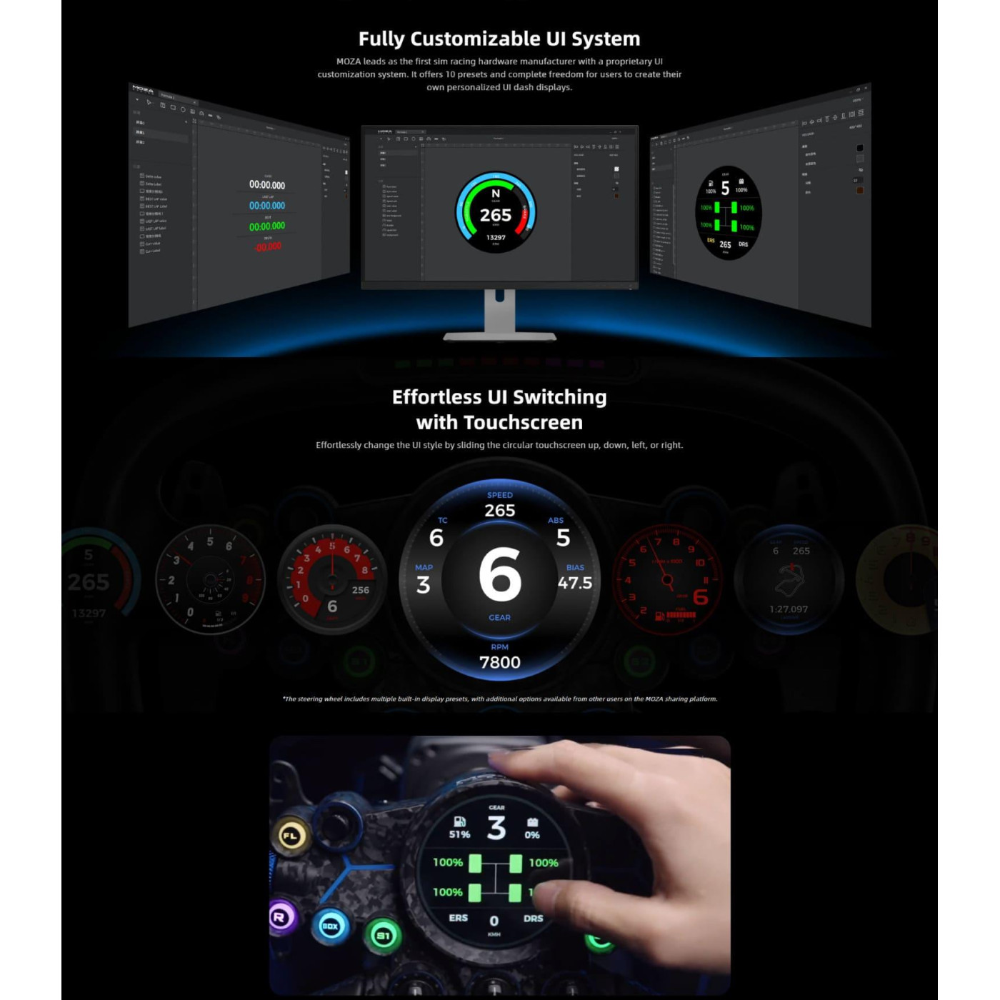 Руль MOZA Racing Vision GS Steering Экран 2.8