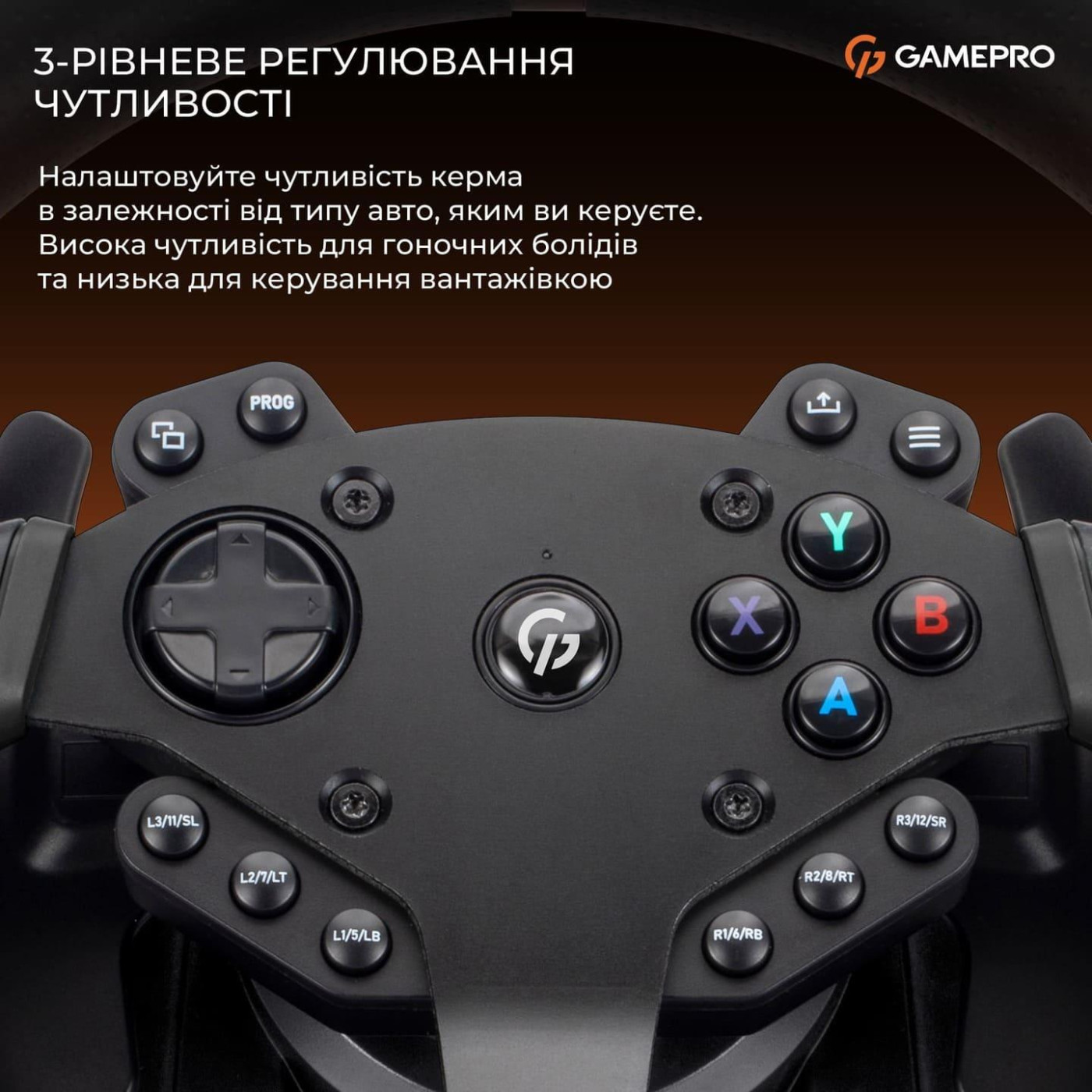 Кермо і педалі GamePro RW575PM з коробкою передач XBOX/PS4/PS3/PC/SWITCH