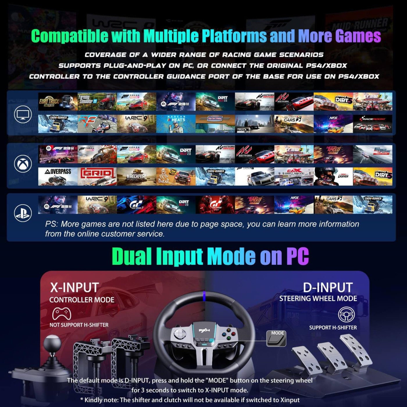 Руль и педали с коробкой передач PXN V9 GEN2 Bundle for PS4/XBOX/Xbox Series X|S/PC