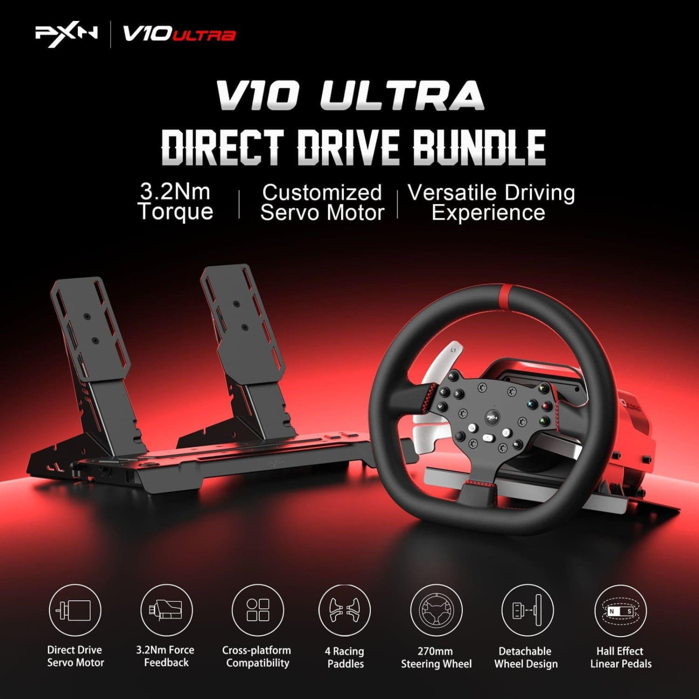 Руль и педали PXN V10 Ultra Bundle for PS4/XBOX/Xbox Series X|S/PC
