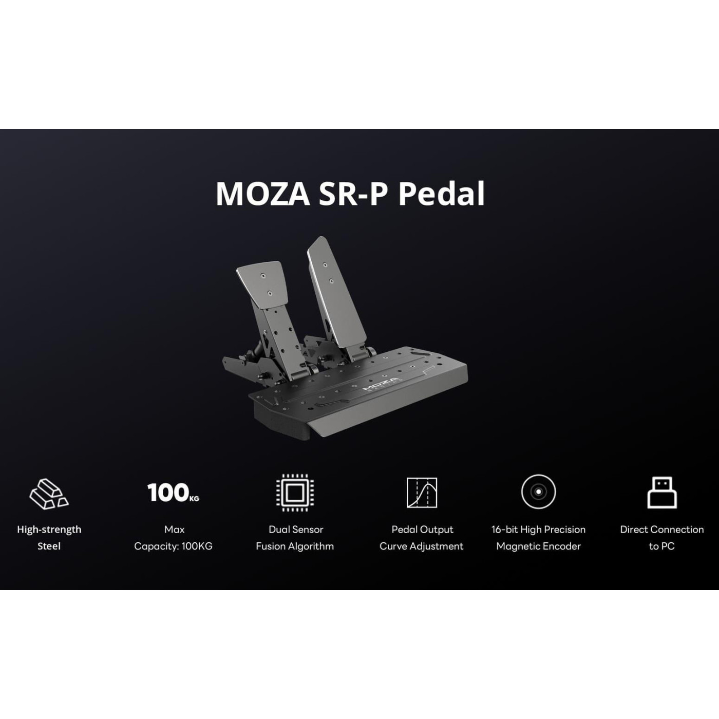 Комплект педалей MOZA SR-P USB Тензодатчик 100kg (2 педали) Black