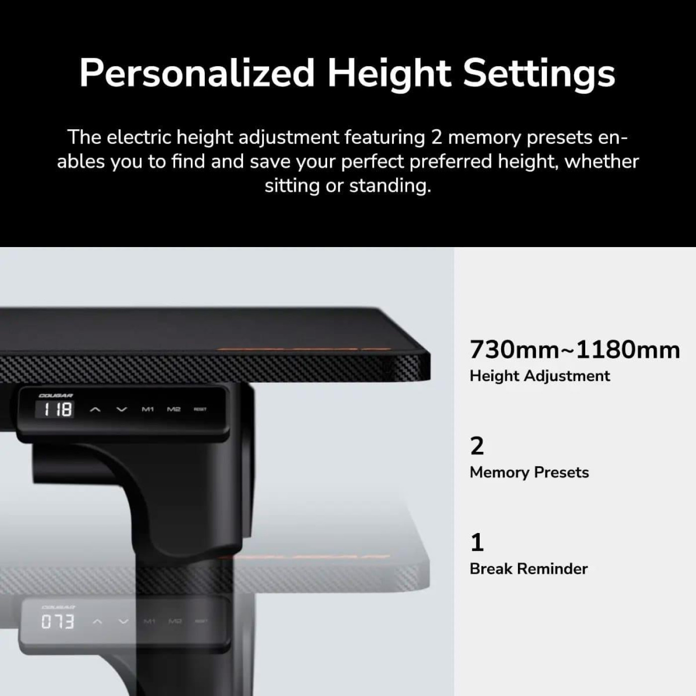 Геймерский стол Cougar E-Grav 180 Black (E-Grav 180)