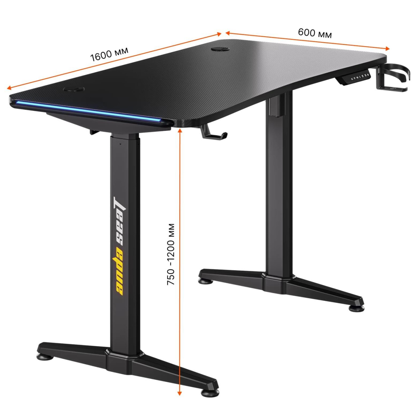 Геймерський стіл Anda Seat Terminator RGB Black (AD-D-DD1-1600L-01-B) (AD-D-DD1-1600L-01-B-B)