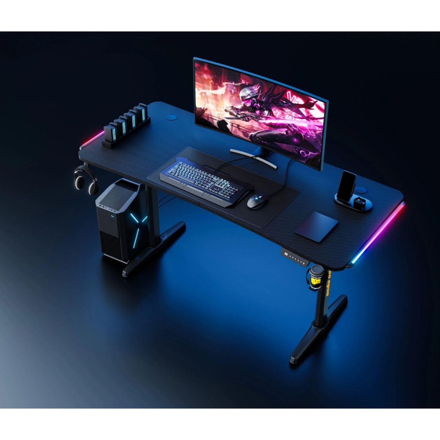 Геймерський стіл Anda Seat Terminator RGB Black (AD-D-DD1-1600L-01-B) (AD-D-DD1-1600L-01-B-B)
