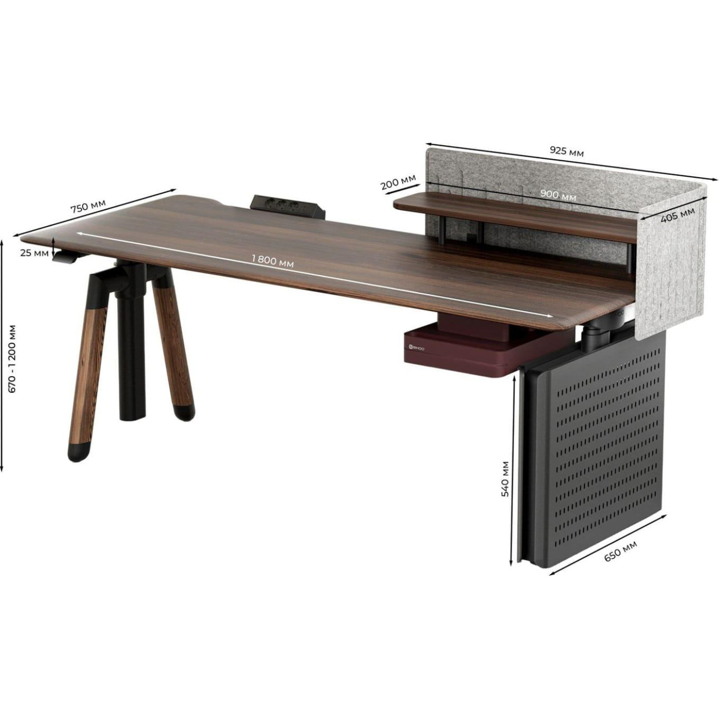 Геймерский стол Sihoo D07 1.8m Walnut/Black (D07A-101/D07J-101-AB/D07-P)