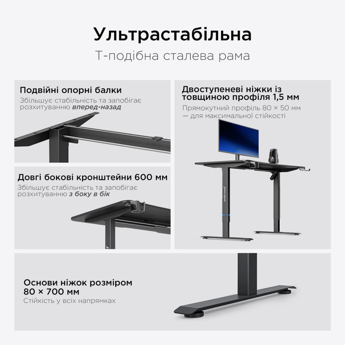 Геймерский стол Anda Seat Xtreme E 1600x800 Black (AD-D-DD1-1600-06-B)