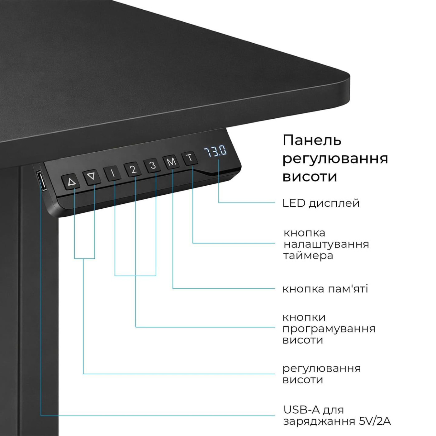 Геймерский стол OfficePro ODE1880B з електрорегулюванням висоти (ODE1880B)