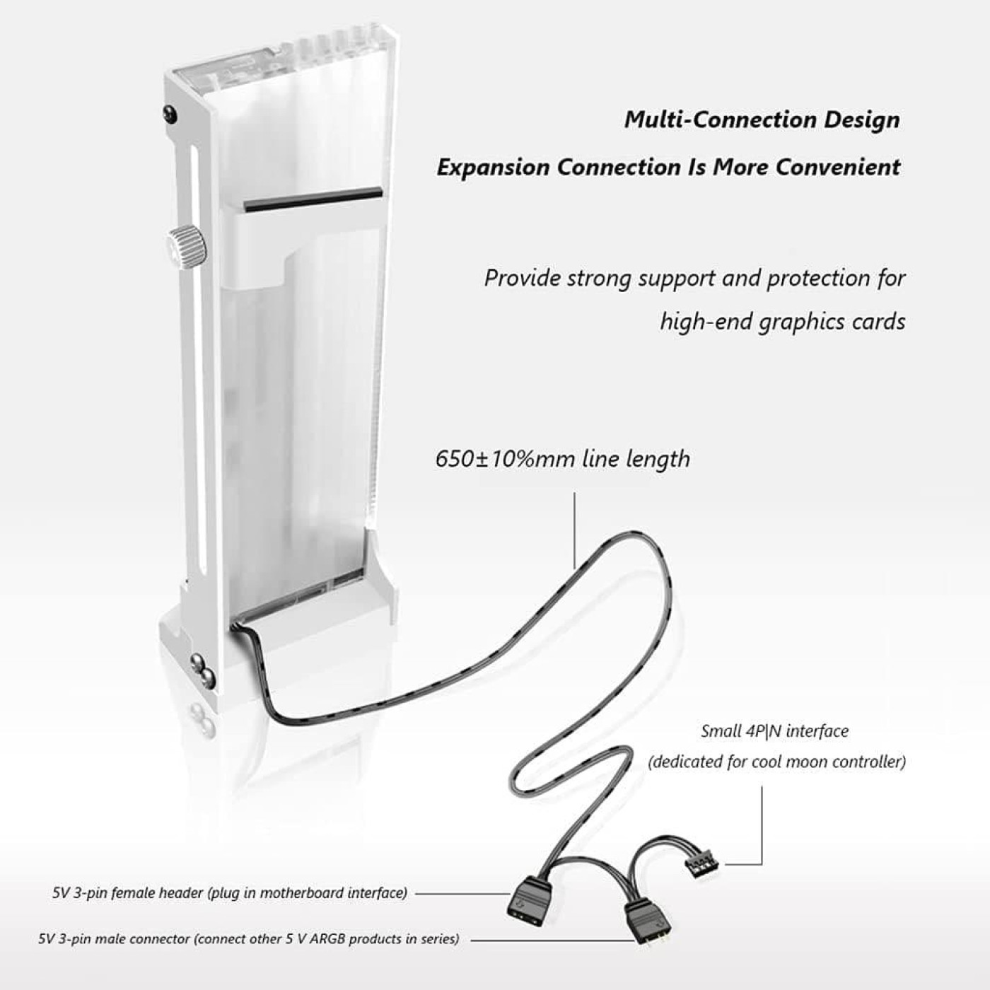 Підставка для відеокарти Coolmoon GH2 ARGB White (CM-GH2-W)