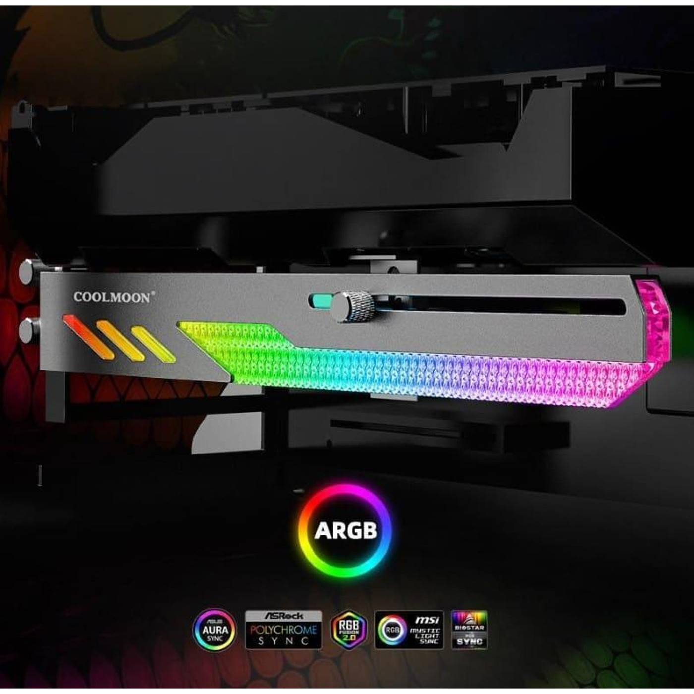 Підставка для відеокарти Coolmoon GT8 ARGB Black (GT8-Black)