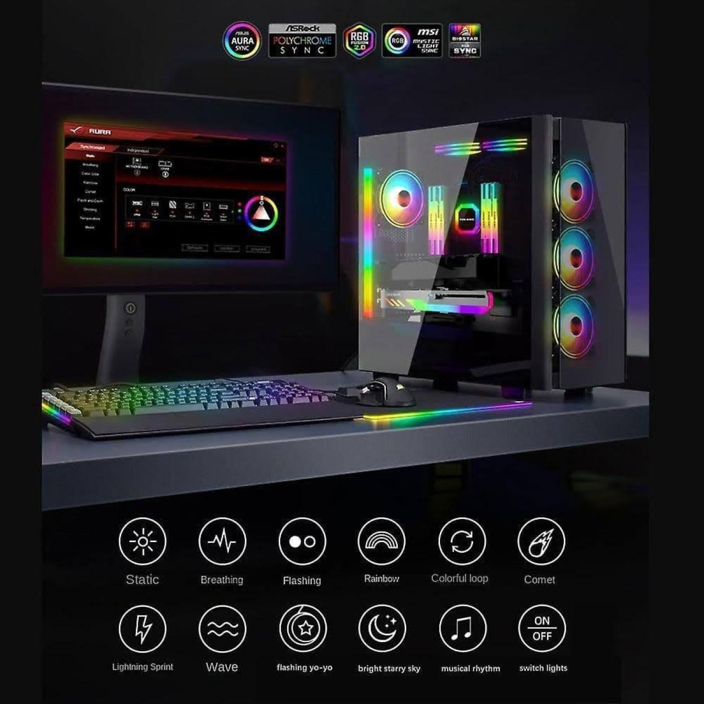 Підставка для відеокарти Coolmoon GT8 ARGB Black (GT8-Black)