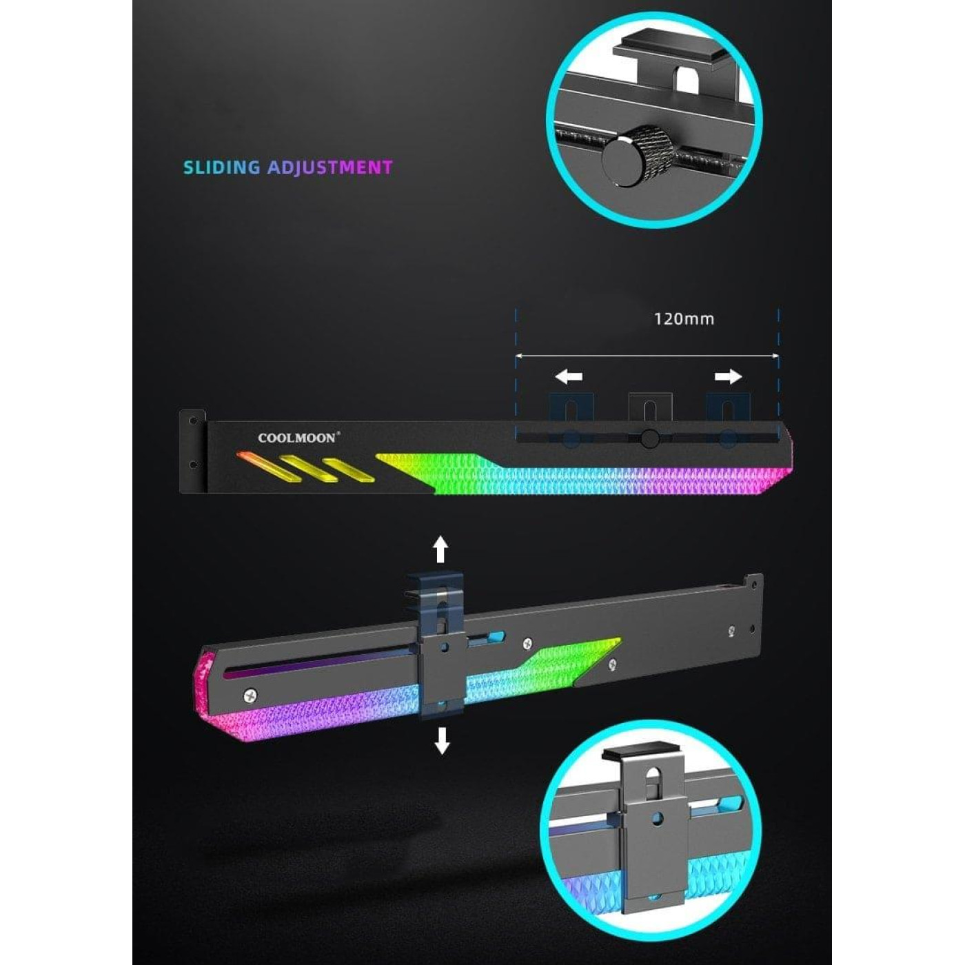 Підставка для відеокарти Coolmoon GT8 ARGB Black (GT8-Black)