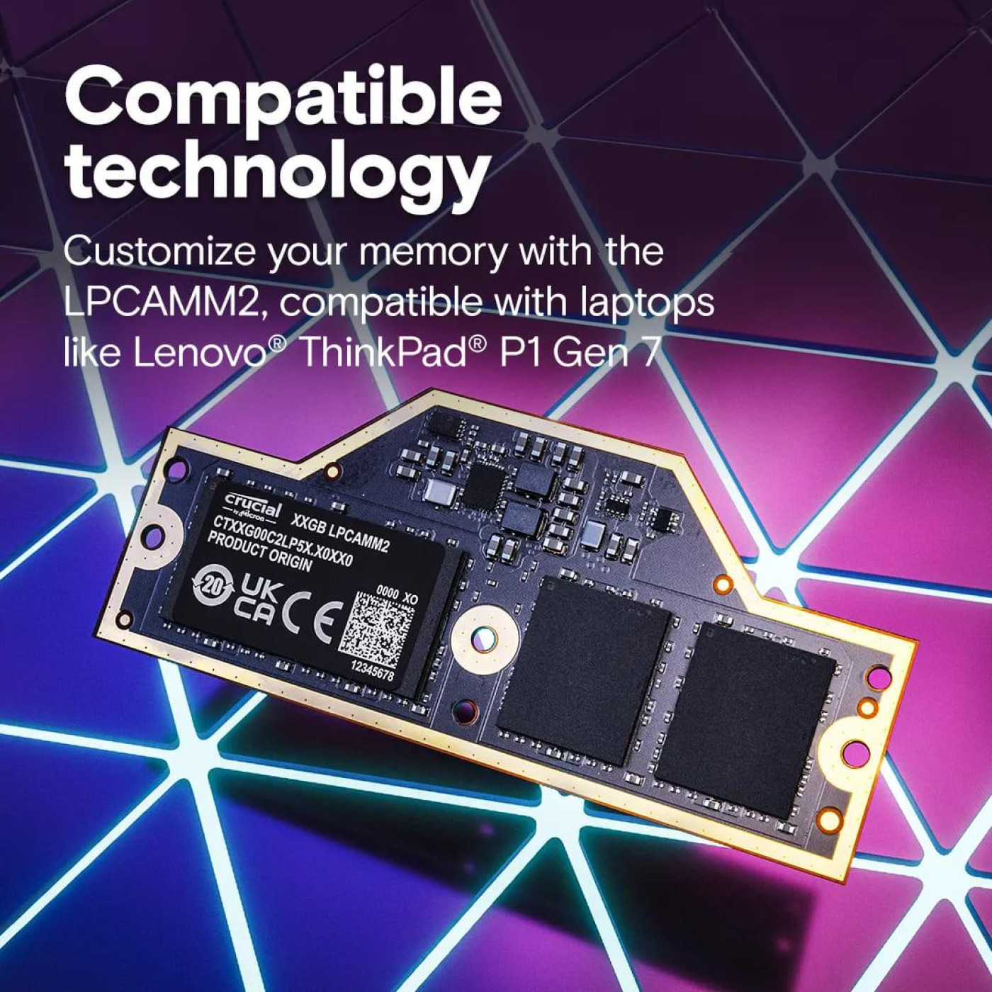 Crucial 64GB LPCAMM2 LPDDR5X-7500 memory