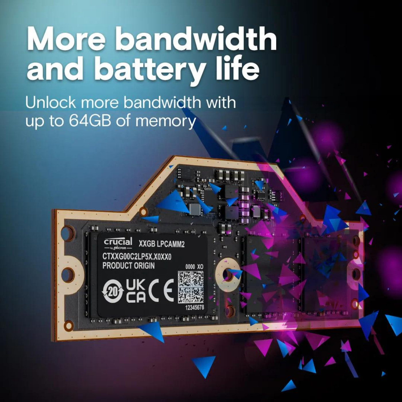 Crucial 64GB LPCAMM2 LPDDR5X-7500 memory