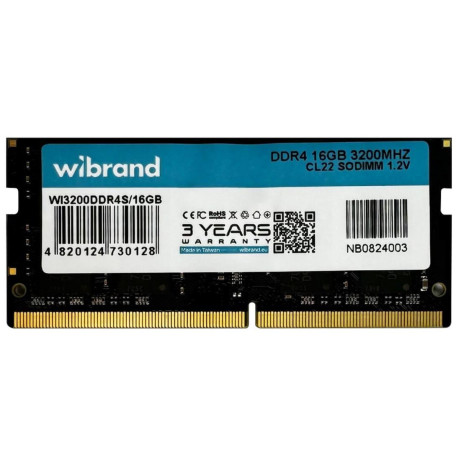 Модуль пам'яті Wibrand DDR4 16GB 3200MHz CL22 SODIMM (WI3200DDR4S/16GB)