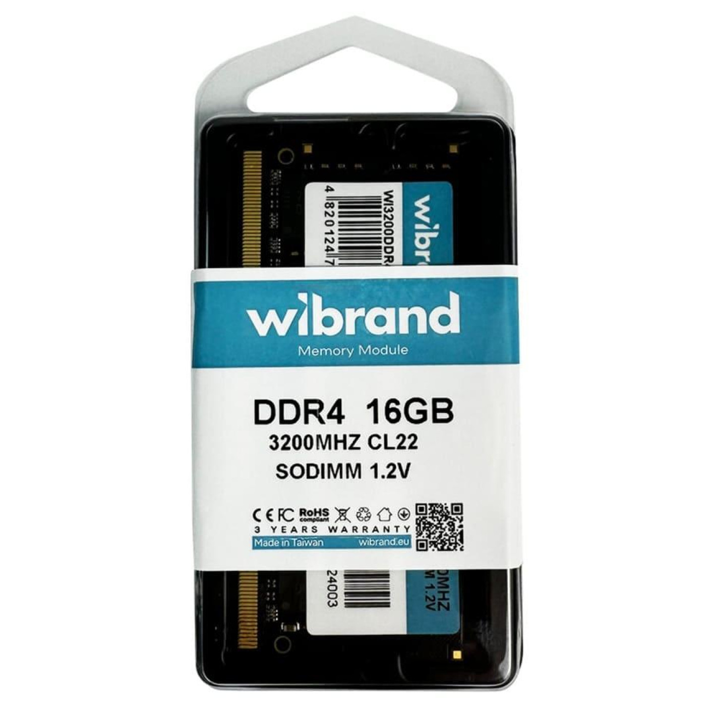 Модуль памяти Wibrand DDR4 16GB 3200MHz CL22 SODIMM (WI3200DDR4S/16GB)