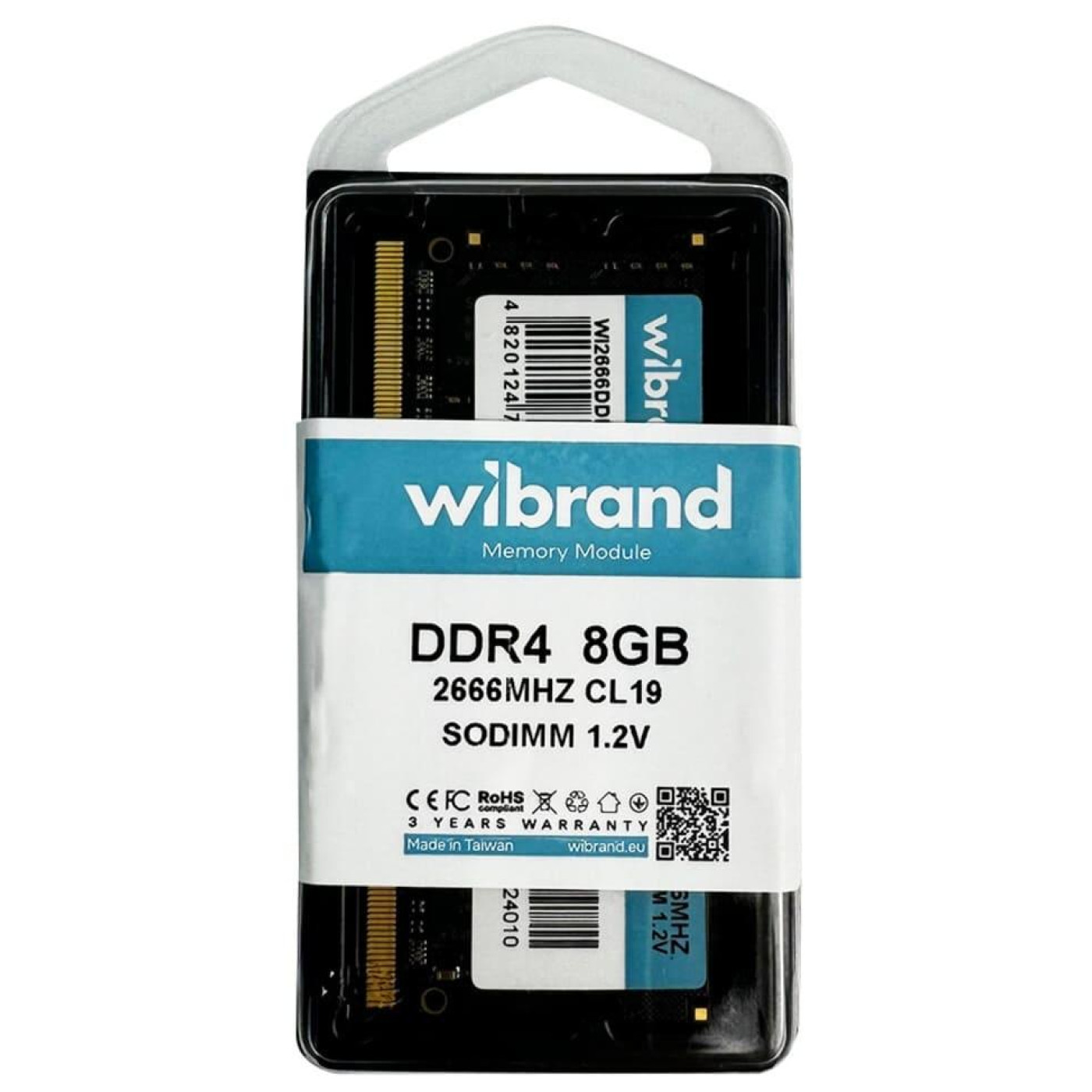 Модуль пам'яті Wibrand DDR4 8GB 2666MHz CL19 SODIMM (WI2666DDR4S/8GB)