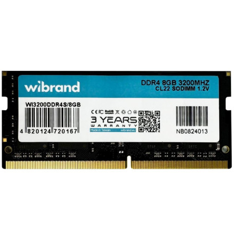 Модуль пам'яті Wibrand DDR4 8GB 3200MHz CL22 SODIMM (WI3200DDR4S/8GB)