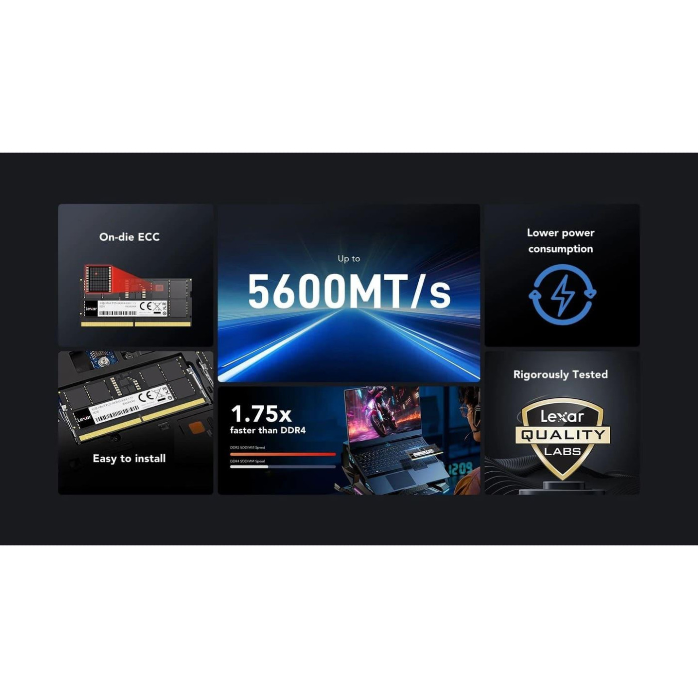Модуль пам'яті Lexar DDR5 8GB 262 PIN 5600Mhz CL46 So-DIMM (LD5S08G56C46ST-BGS)