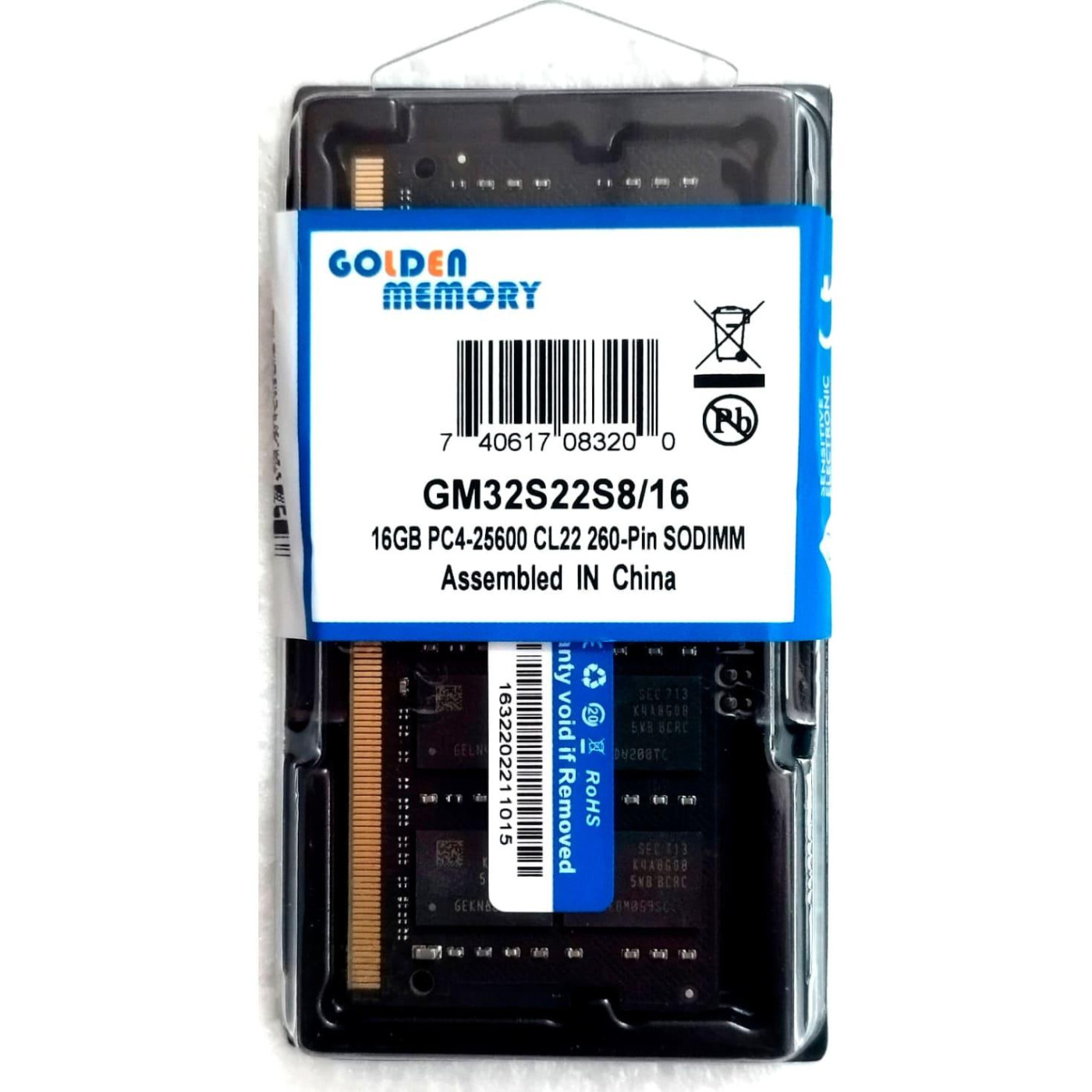 Модуль памяти Golden Memory DDR4 16G SODIMM 3200MHz (GM32S22S8/16)