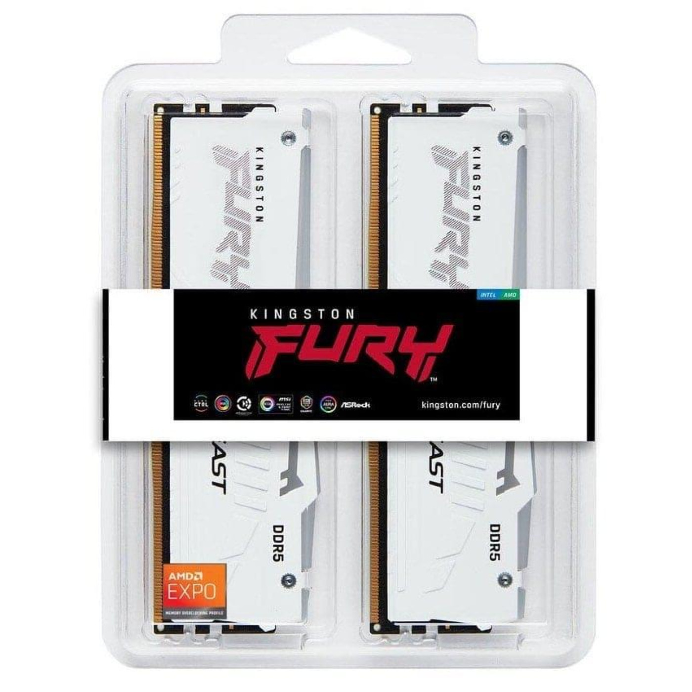Модуль пам'яті Kingston Fury DDR5 32GB (2x16) 6400MHz Beast White RGB EXPO (KF564C32BWEAK2-32)