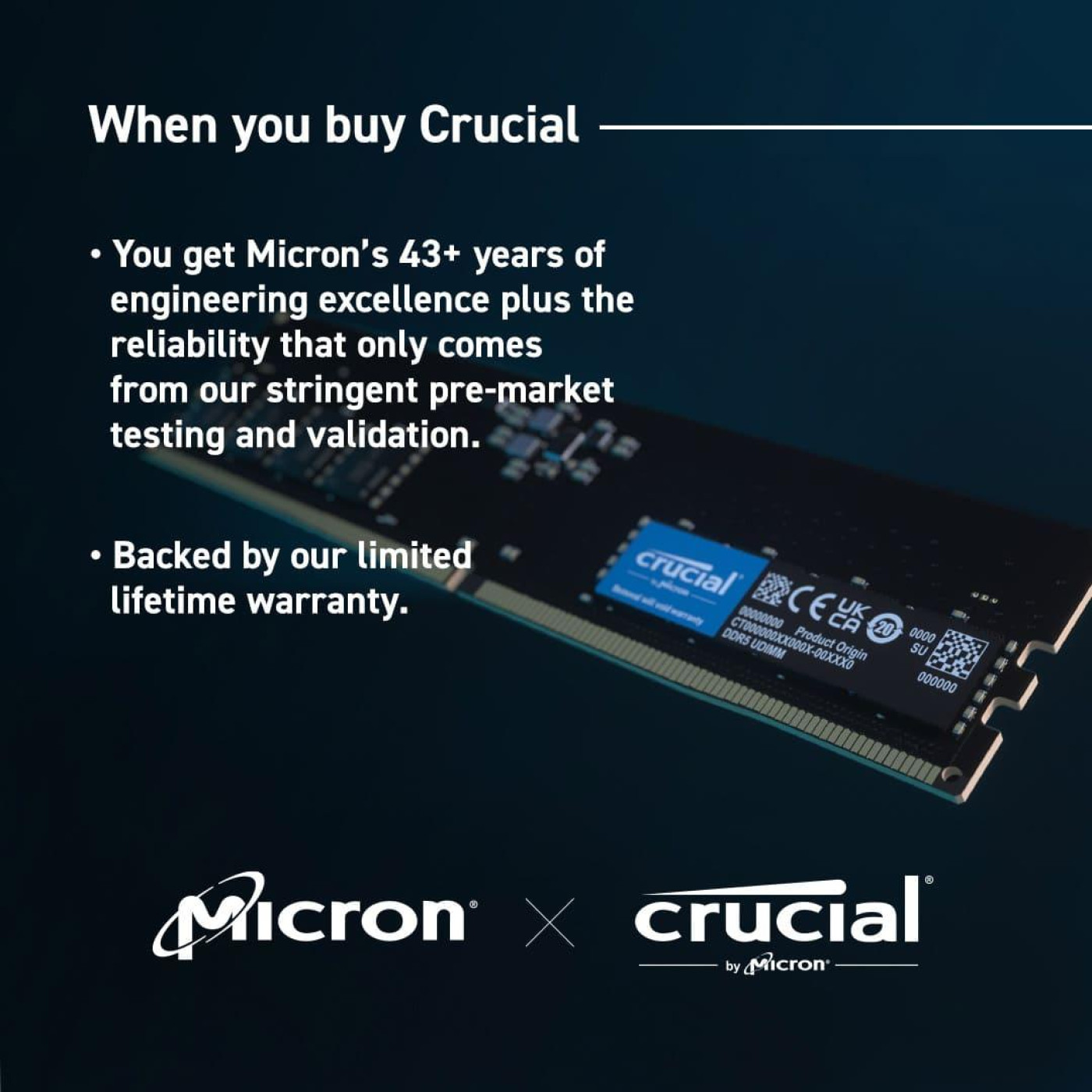 Модуль пам'яті Crucial DDR5 16GB 4800 UDIMM CL40 (CT16G48C40U5)