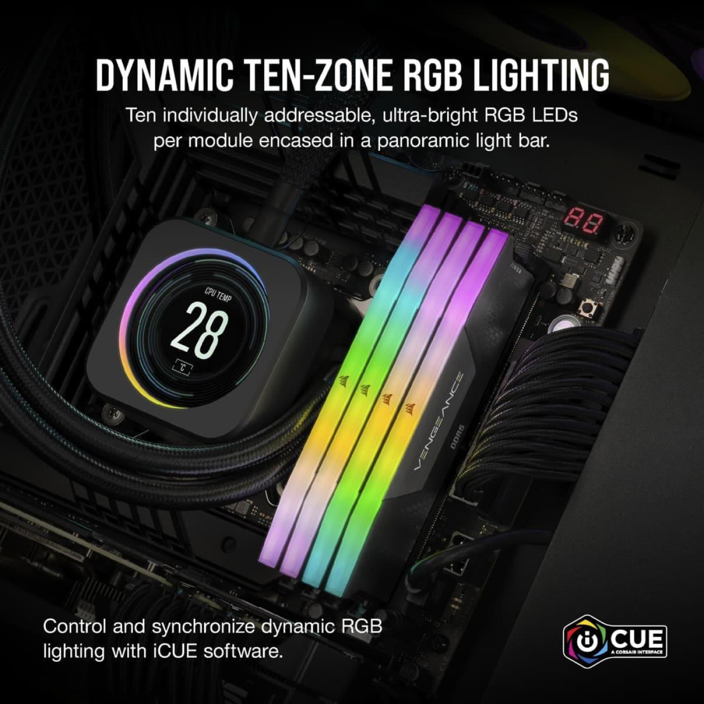 Модуль пам'яті Corsair DDR5 32GB (2x16) Vengeance 6000MHz RGB AMD EXPO (CMH32GX5M2E6000Z36)