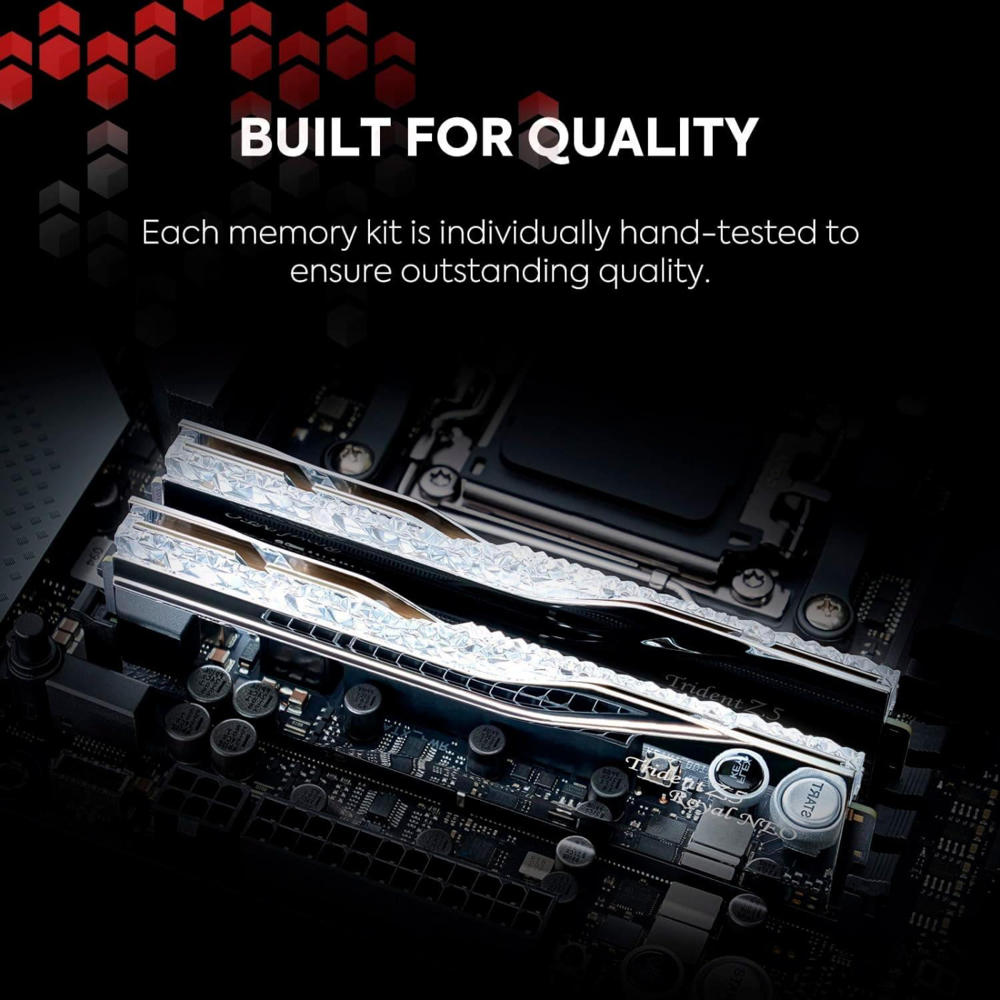 Модуль пам'яті G.Skill DDR5 32GB (2x16) Trident Z5 Royal NEO 8000Mhz RGB Silver AMD EXPO (F5-8000J3848H16GX2-TR5NS)