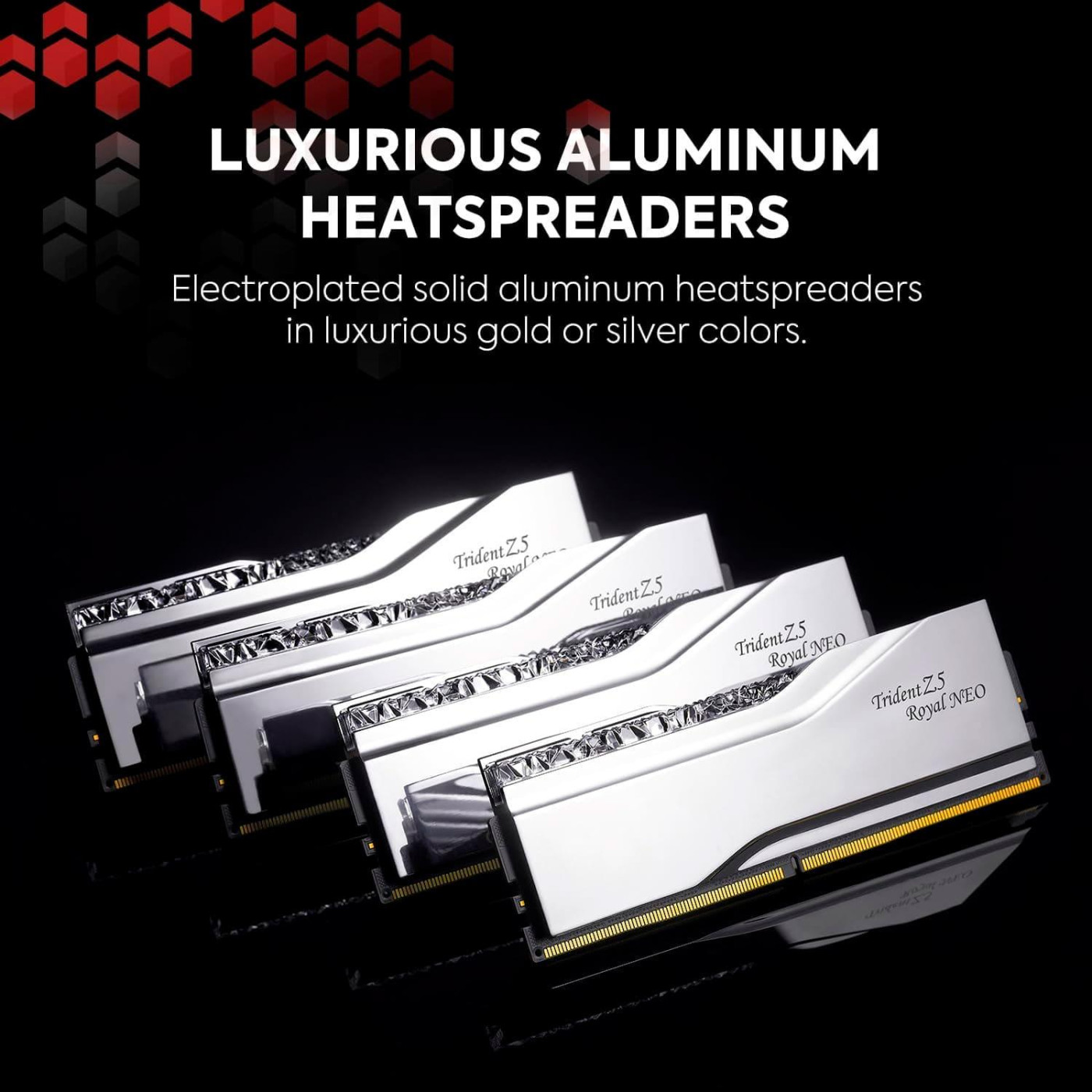 Модуль пам'яті G.Skill DDR5 32GB (2x16) Trident Z5 Royal NEO 8000Mhz RGB Silver AMD EXPO (F5-8000J3848H16GX2-TR5NS)