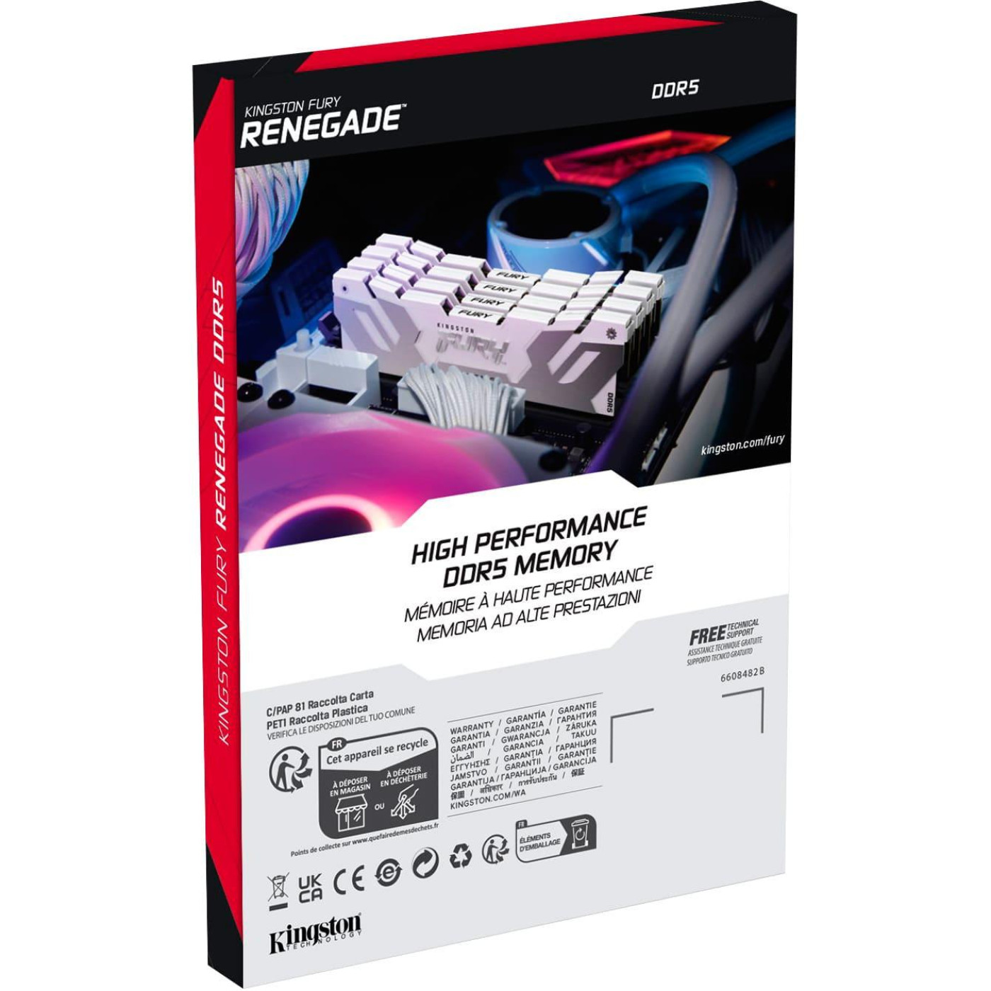 Модуль пам'яті Kingston Fury DDR5 16GB Renegade 8000MHz White XMP (KF580C38RW-16)