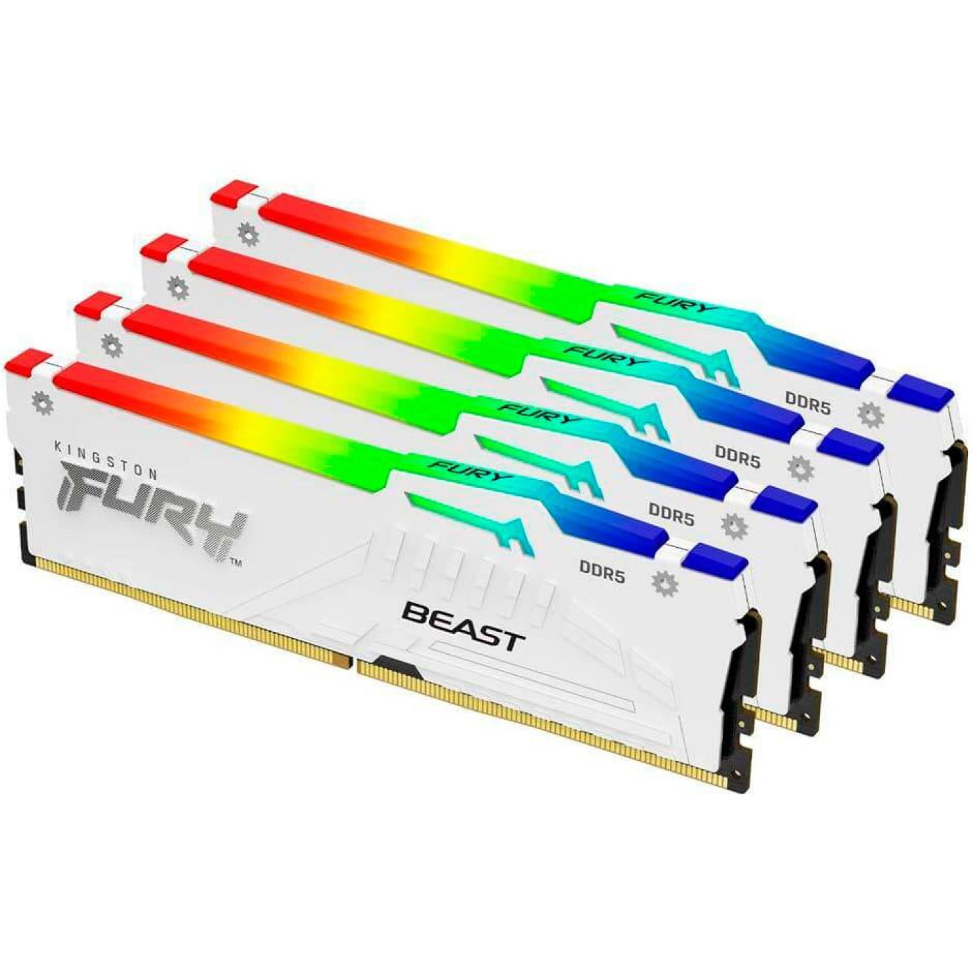 Модуль пам'яті Kingston Fury DDR5 128GB (4x32) Beast 5600MHz White RGB XMP (KF556C40BWAK4-128)
