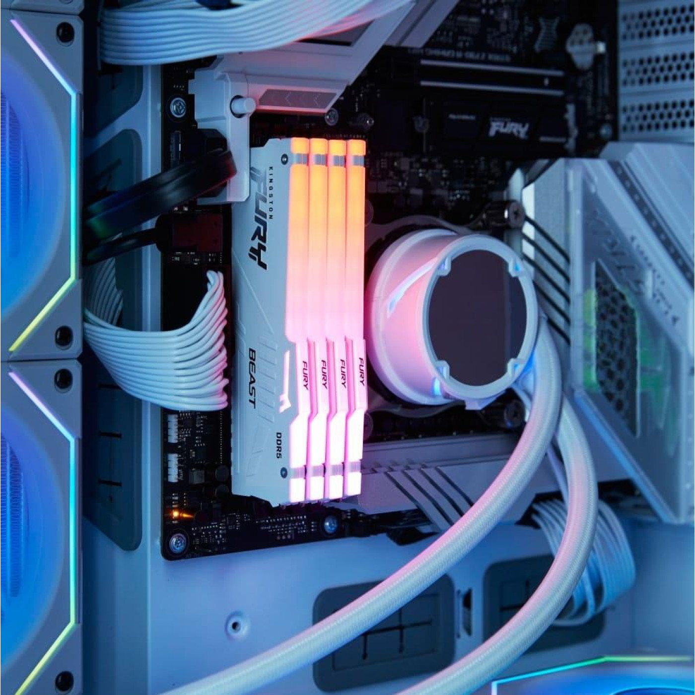 Модуль пам'яті Kingston Fury DDR5 128GB (4x32) Beast 5600MHz White RGB XMP (KF556C40BWAK4-128)