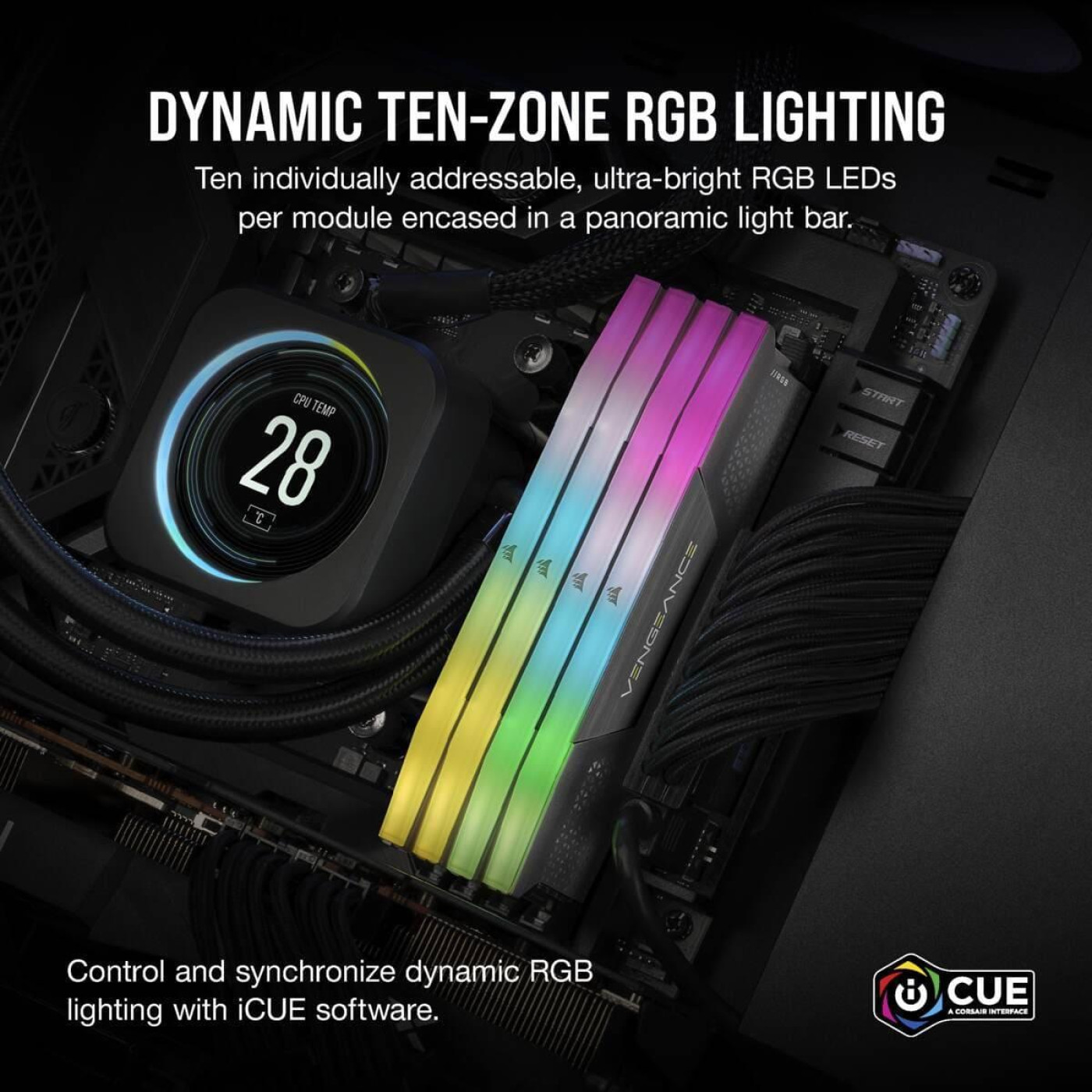 Модуль пам'яті Corsair DDR5 32GB (2x16) Vengeance 6800Mhz RGB XMP Black (CMH32GX5M2B6800C40)