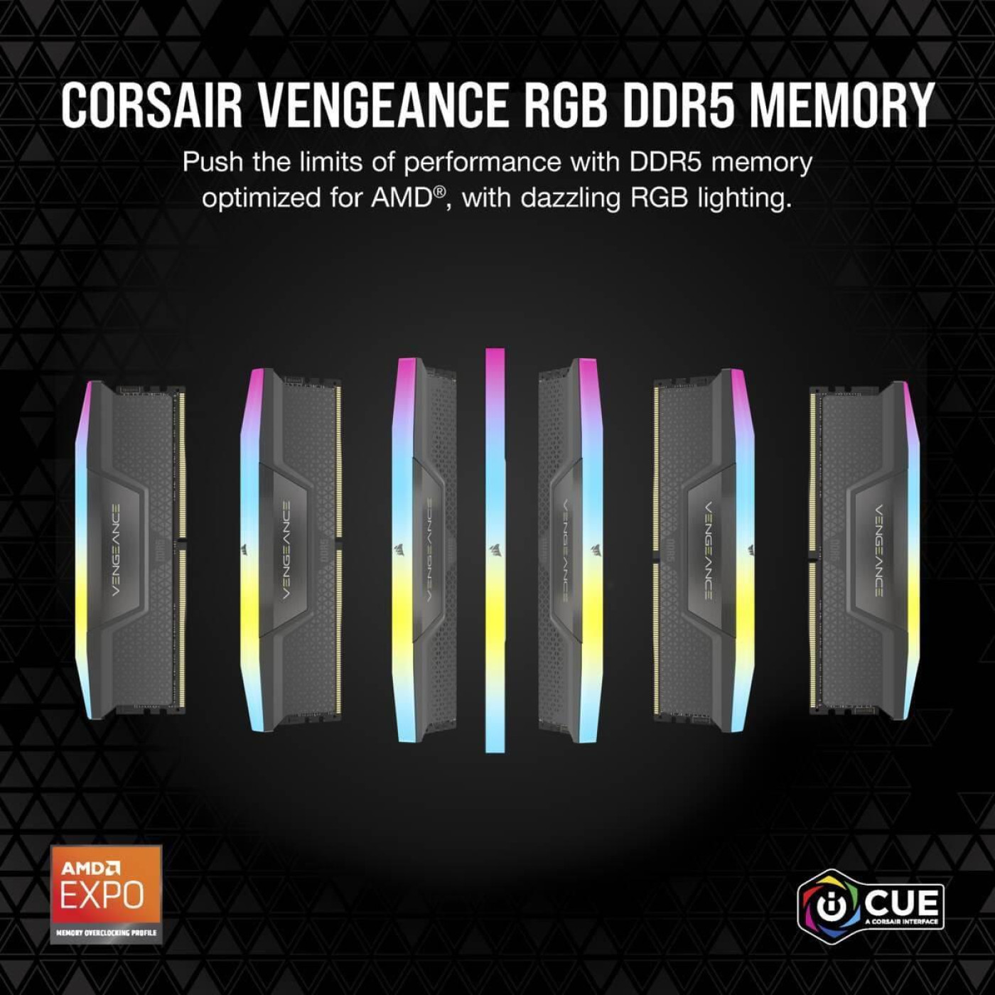 Модуль пам'яті Corsair DDR5 32GB (2x16) Vengeance 6800Mhz RGB XMP Black (CMH32GX5M2B6800C40)