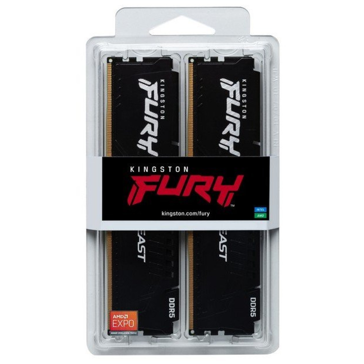 Модуль памяти Kingston Fury DDR5 32GB (2x16) 5600MHz Beast Black AMD EXPO (KF556C36BBEK2-32) U1