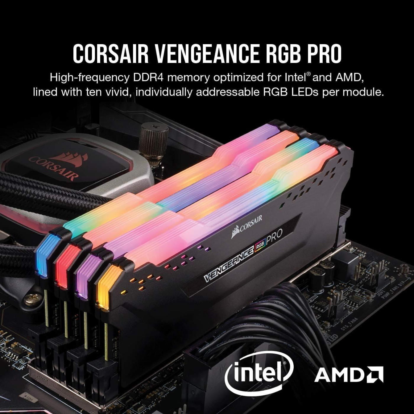Модуль пам'яті Corsair DDR4 16Gb (2x8) Vengeance RGB Pro Black 3200 MHz (CMW16GX4M2E3200C16)