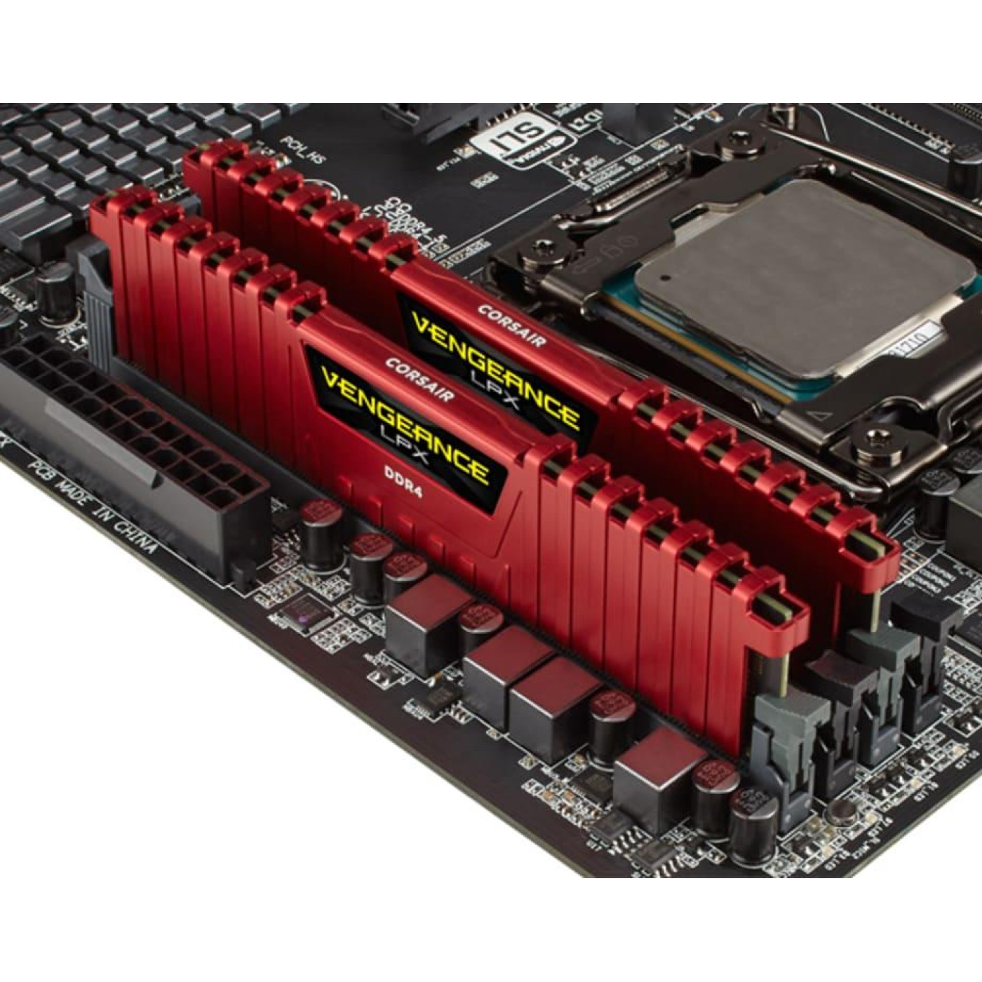 Модуль памяти Corsair DDR4, 2666MHz 32GB 2x16GB DIMM, Unbuffered, 16-18-18-35, XMP 2.0, Vengeance LPX red (CMK32GX4M2A2666C16R)