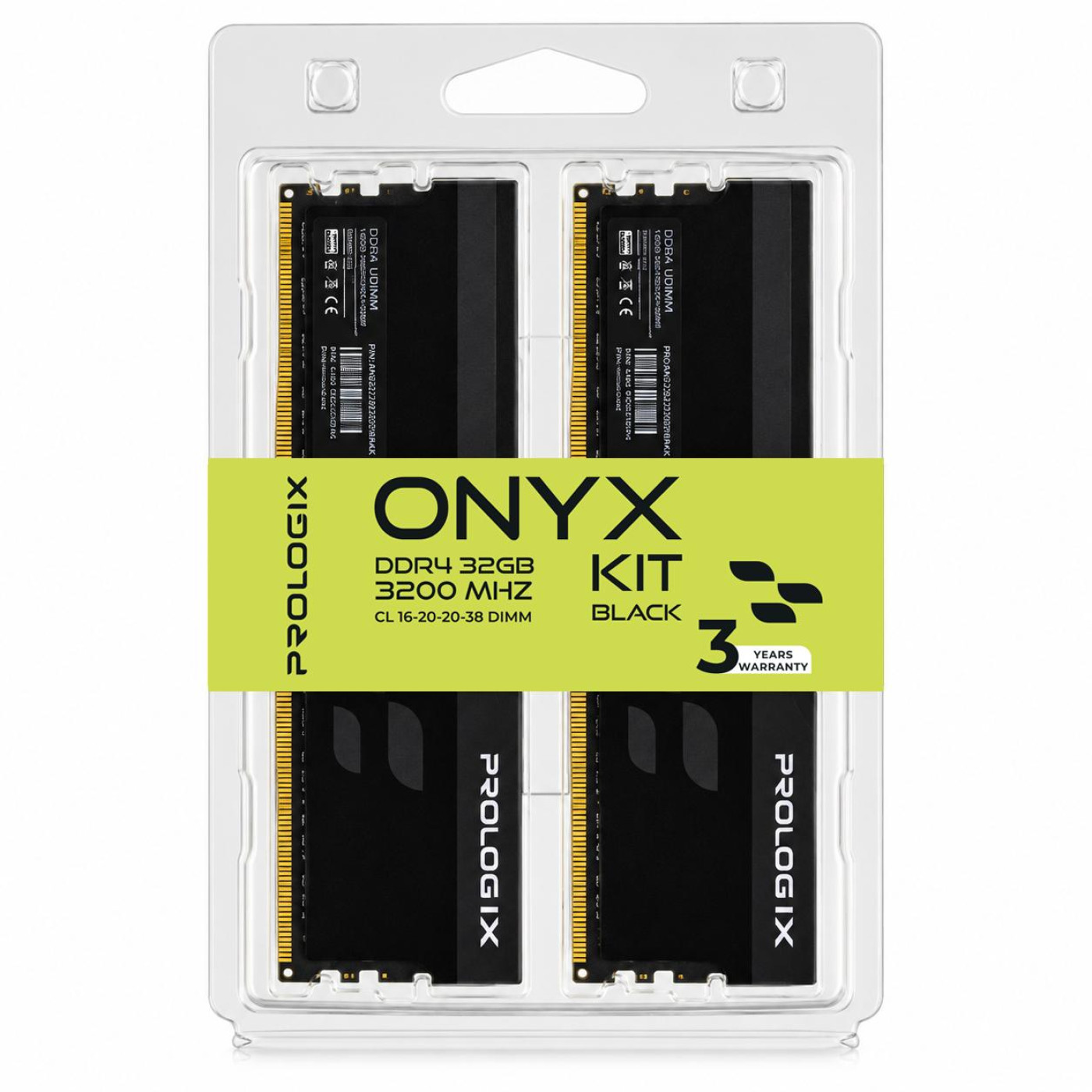 Модуль пам'яті ProLogix DDR4 32GB (2x16) Onyx 3200Mhz Black (PRO32GB3200YB4K)