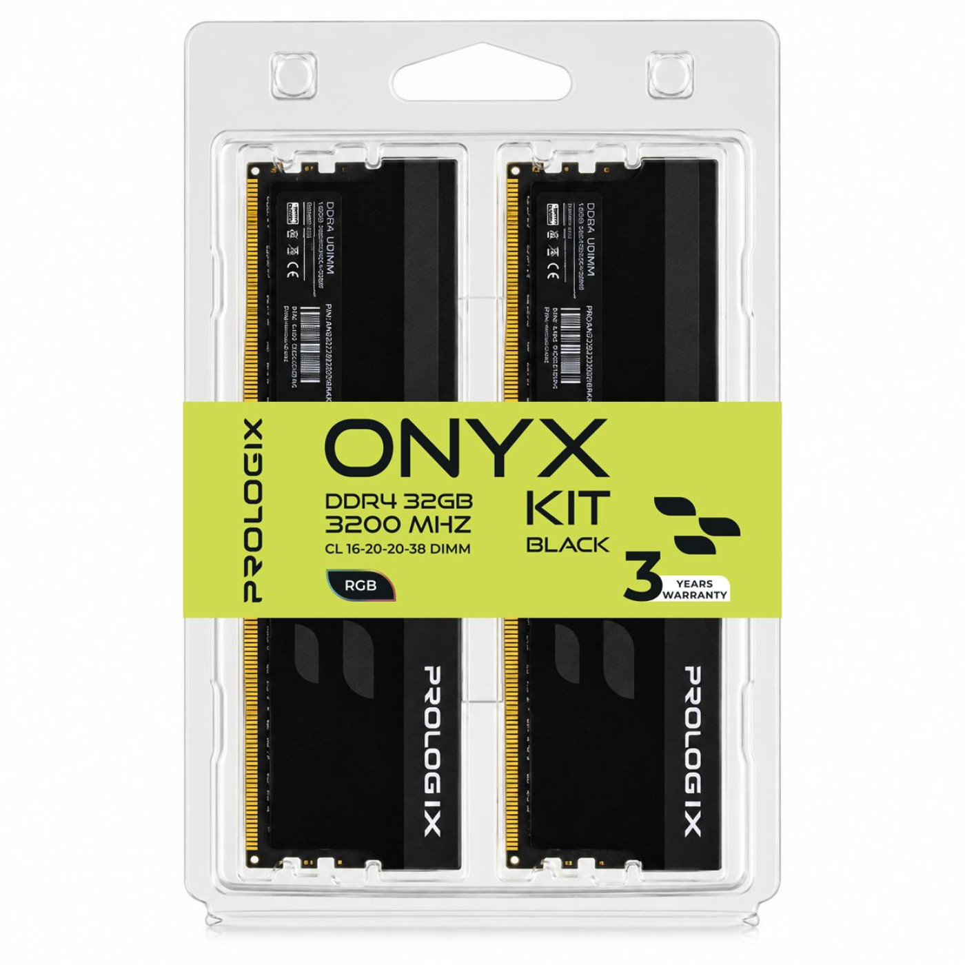 Модуль пам'яті ProLogix DDR4 32GB (2x16) Onyx 3200Mhz Black RGB (PRO32GB3200YBR4K)