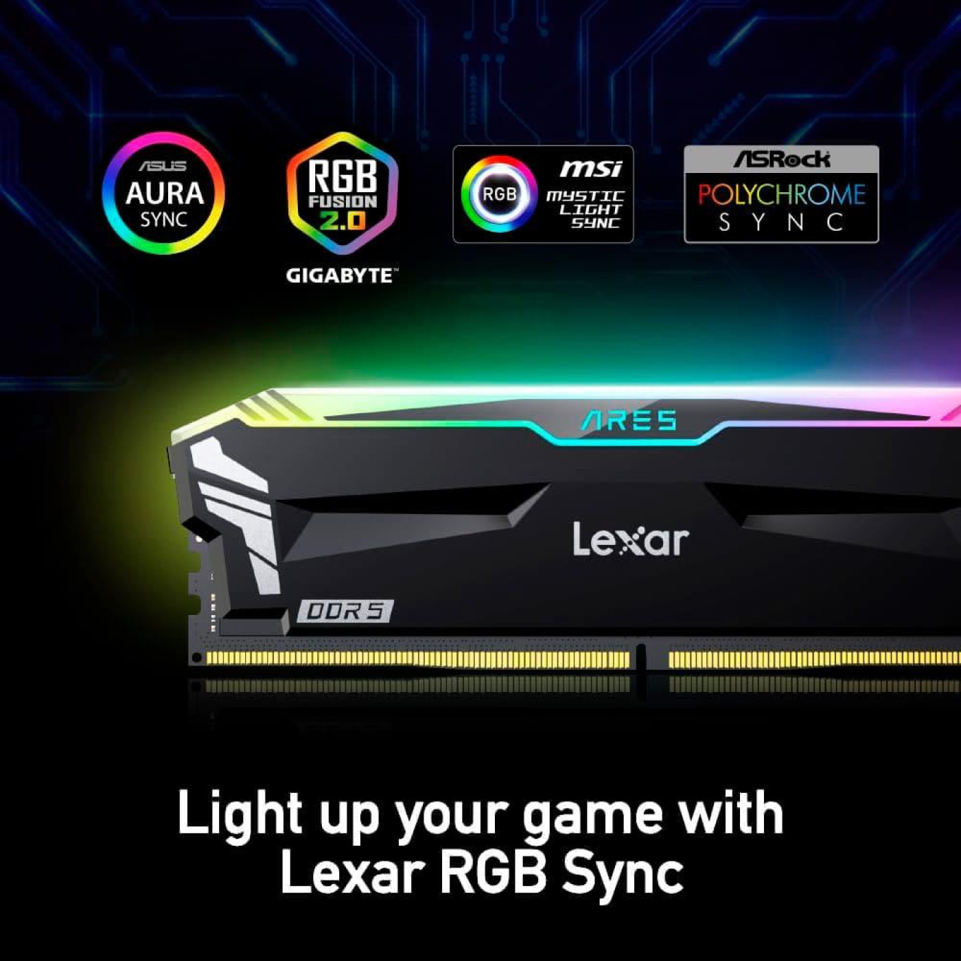 Модуль пам'яті Lexar DDR5 32GB (2x16) Ares 6000MHz RGB Black (LD5BU016G-R6000GDLA) Б/в
