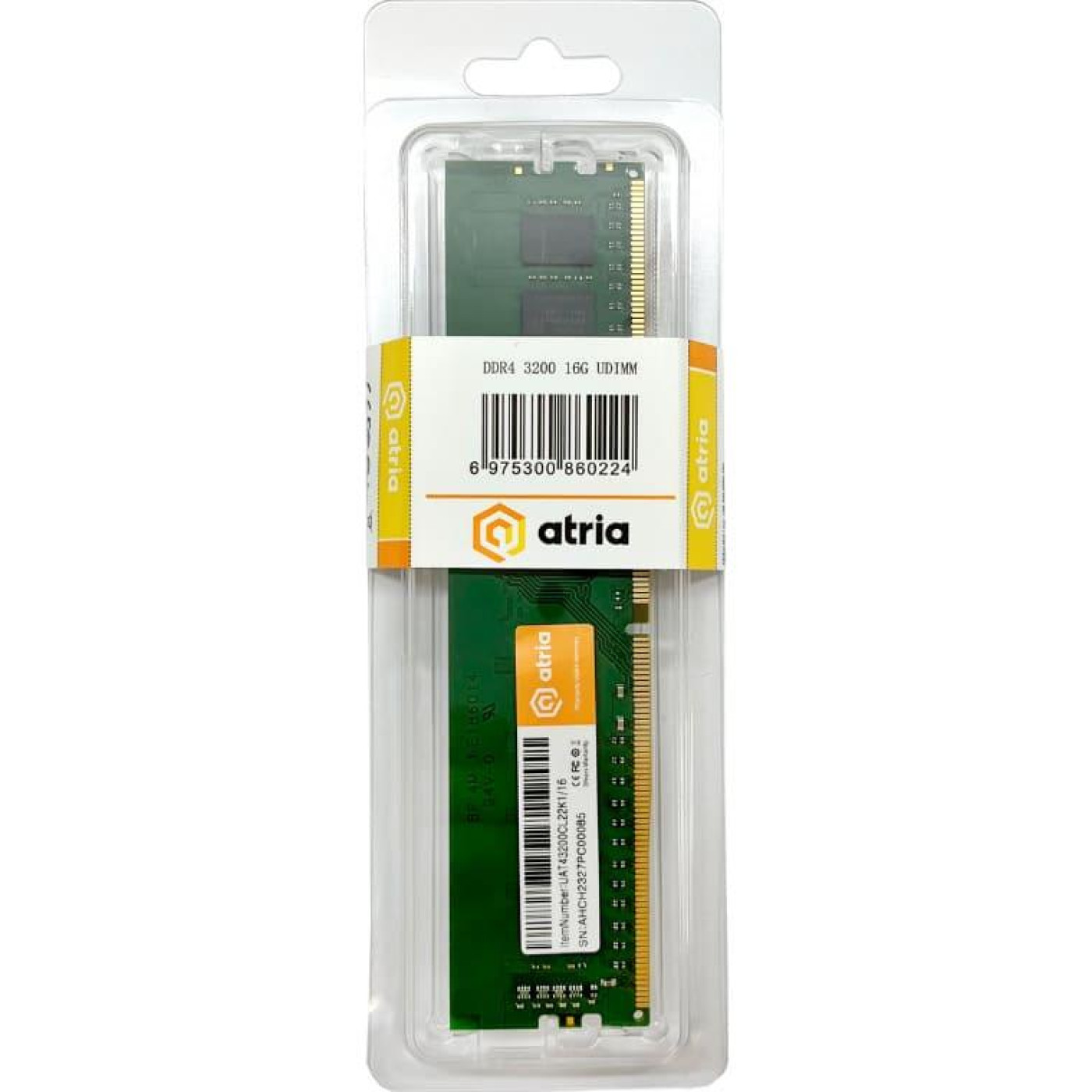 Модуль памяти ATRIA DDR4 16Gb 3200MHz UAT43200CL22K1/16 (UAT43200CL22K1/16)
