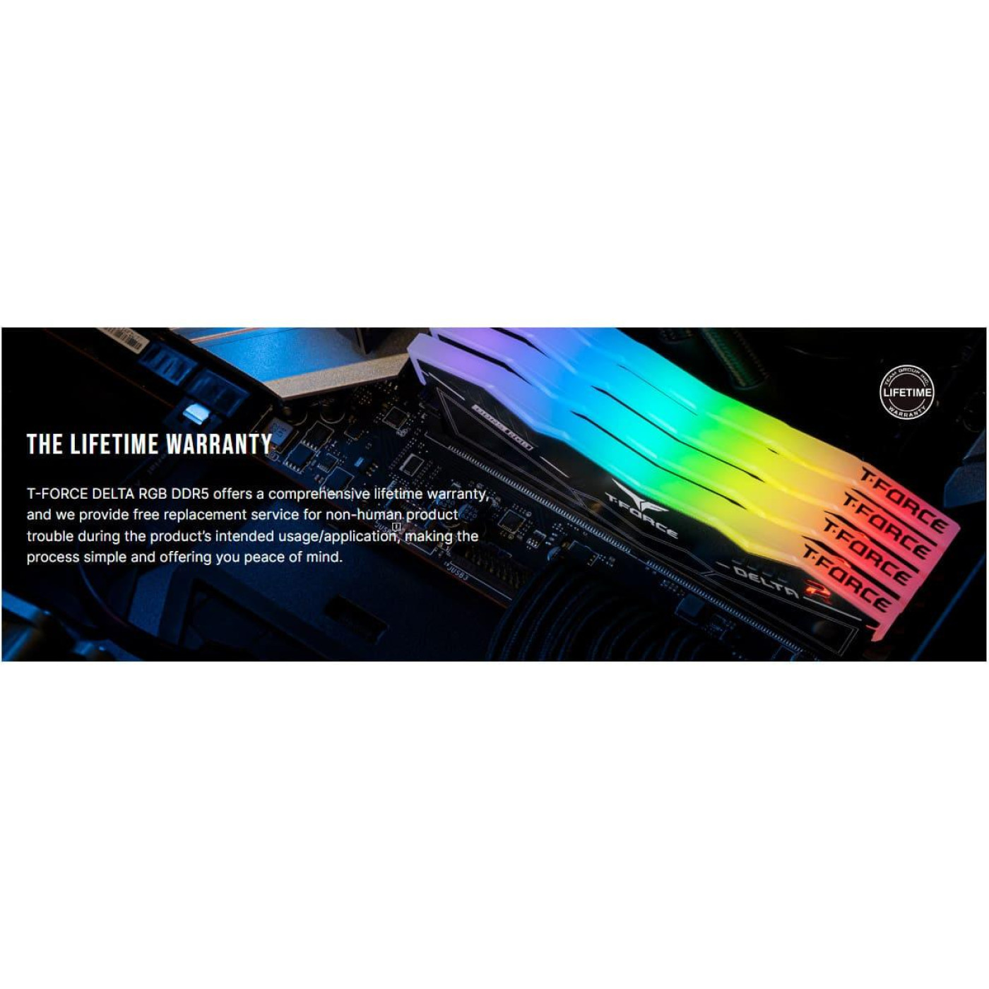 Модуль пам'яті Team DDR5 16GB (2x8) T-Force Delta 6000MHz RGB Black (FF3D516G6000HC38ADC01)
