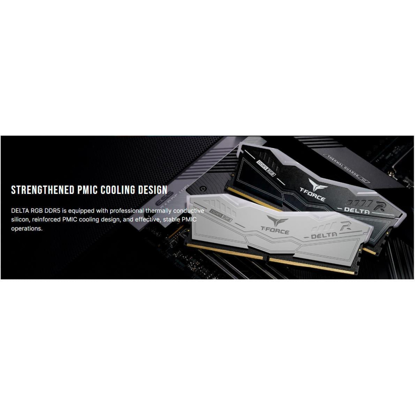 Модуль пам'яті Team DDR5 16GB (2x8) T-Force Delta 6000MHz RGB Black (FF3D516G6000HC38ADC01)