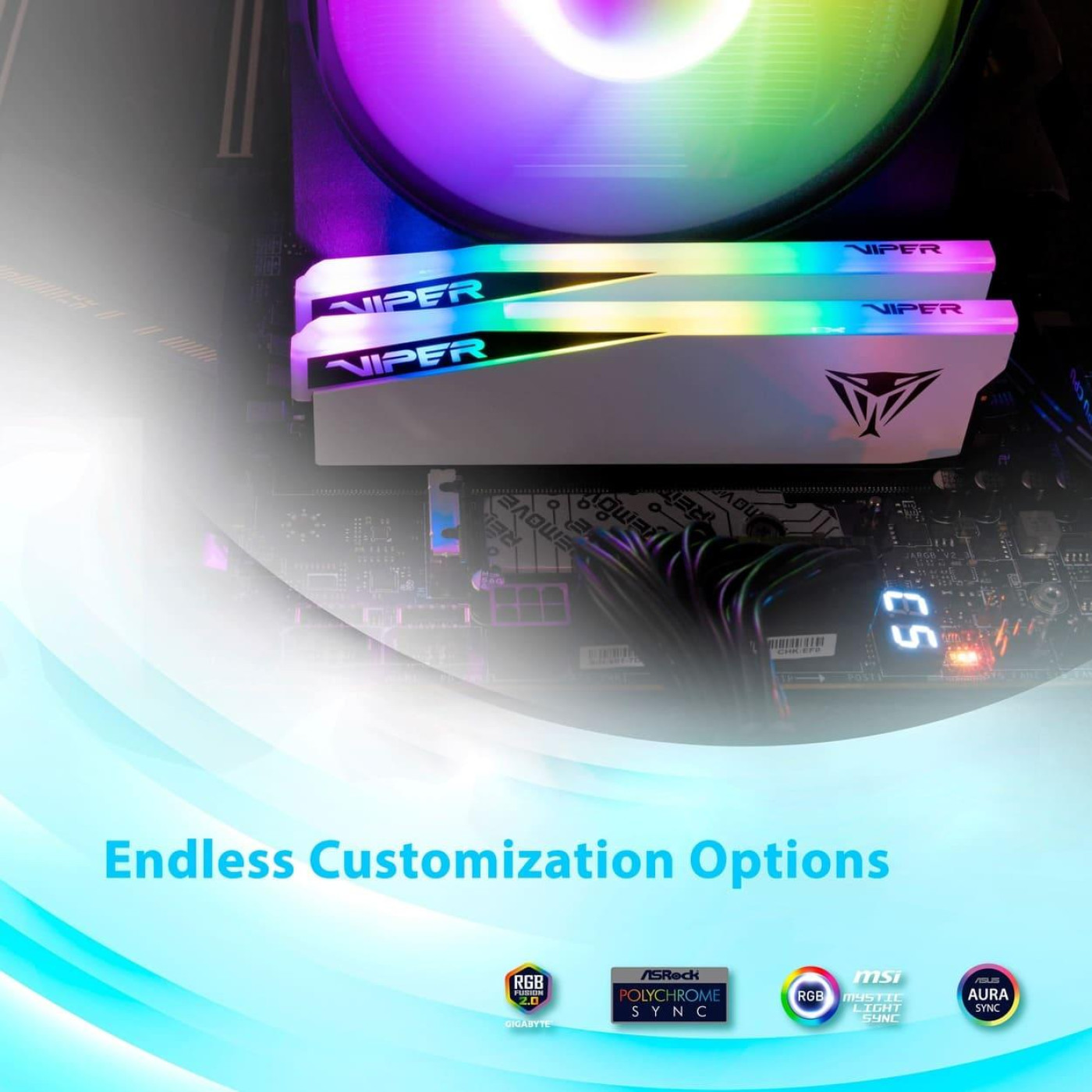 Модуль пам'яті Patriot DDR5 32Gb (2x16) Viper Elite 5 6000Mhz RGB TUF XMP/EXPO White (PVER532G60C30KW)