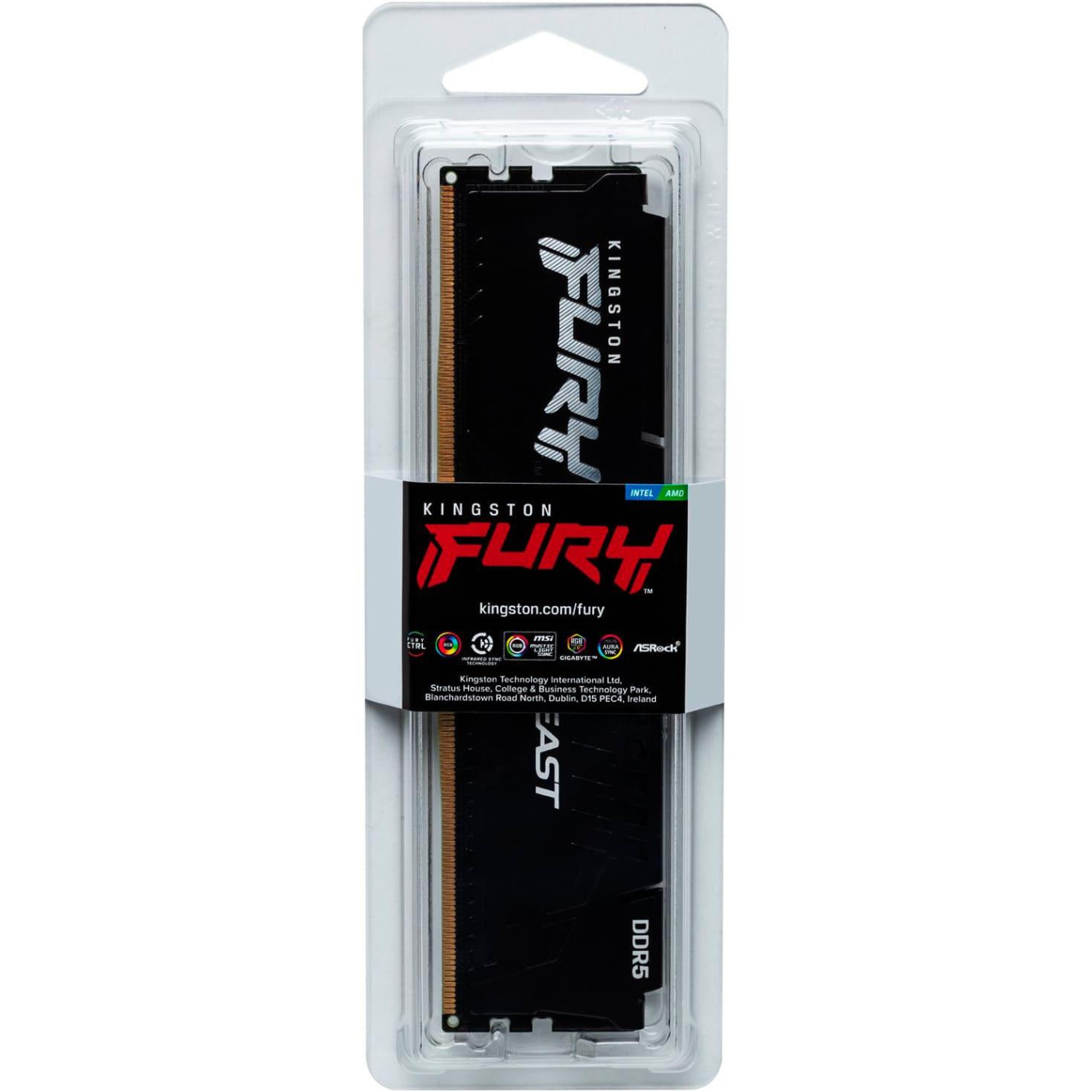 Модуль памяти Kingston Fury DDR5 16GB 6000MHz Beast Black EXPO (KF560C30BBE-16)