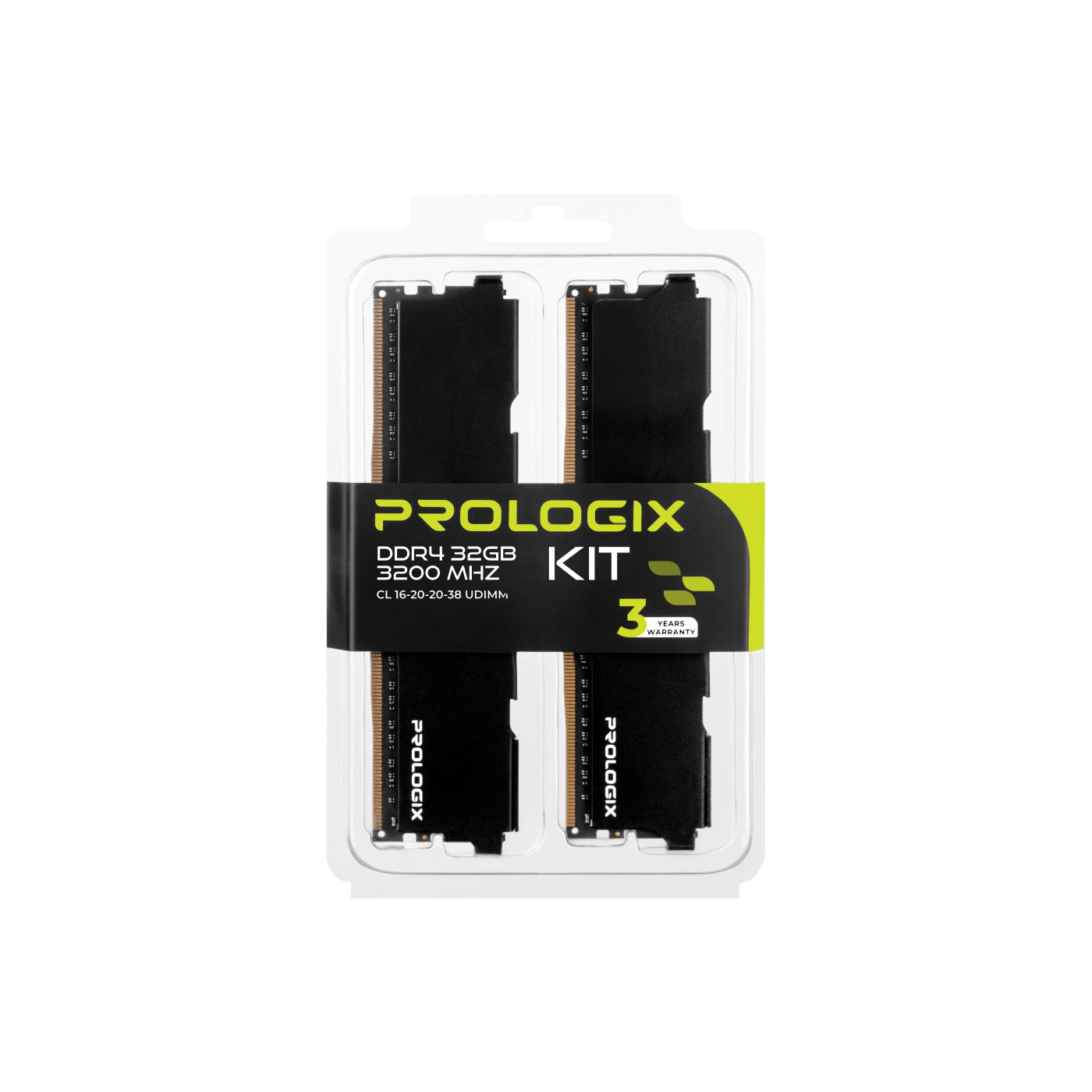 Модуль пам'яті ProLogix DDR4 32Gb (2x16) 3200Mhz Black (PRO32GB3200B4K)