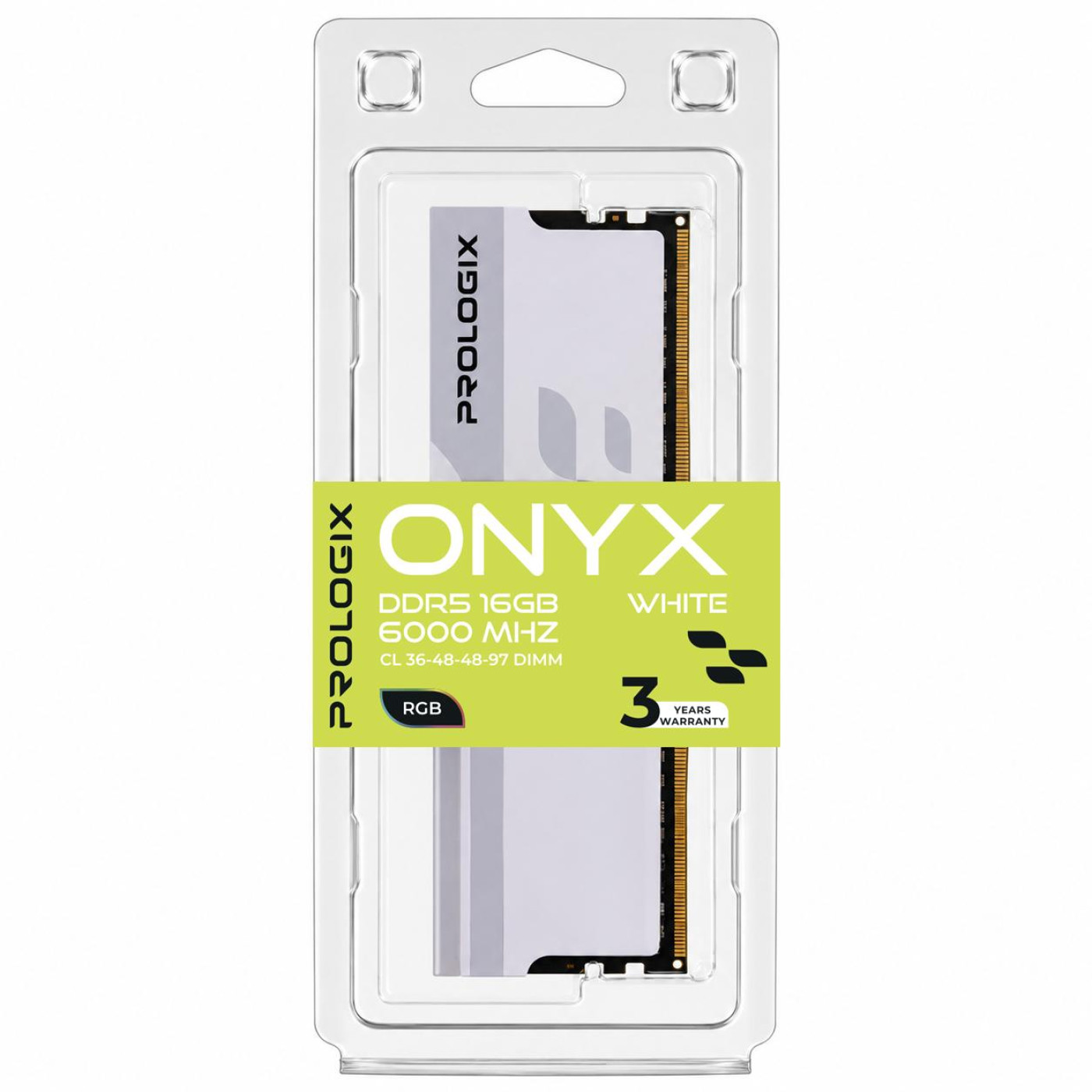 Модуль пам'яті ProLogix DDR5 16GB Onyx 6000Mhz White RGB (PRO16GB6000YWR5)