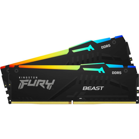 Модуль пам'яті Kingston Fury DDR5 64GB (2x32GB) 5200MHz Beast RGB Black (KF552C40BB2AK2-64)