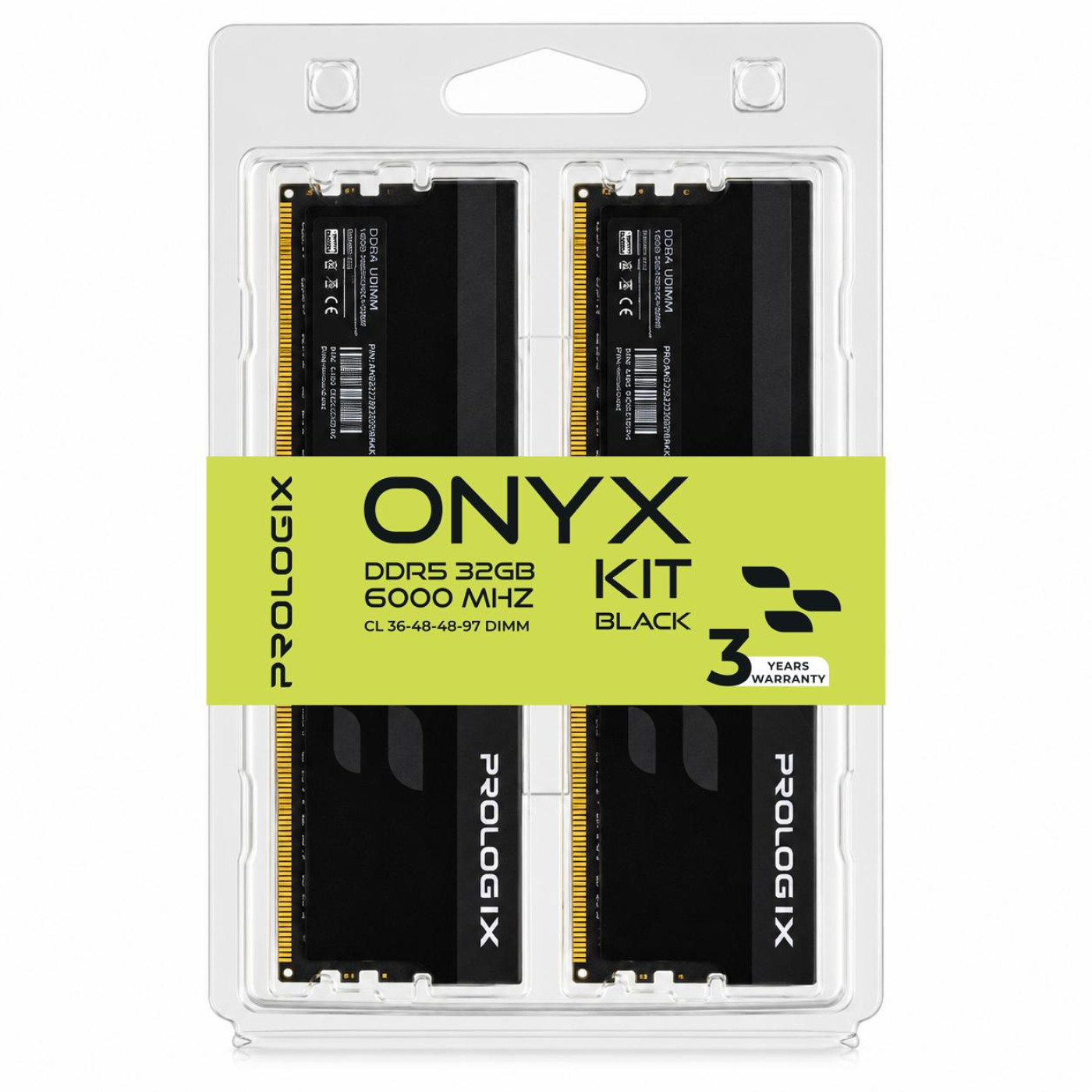 Модуль пам'яті ProLogix DDR5 32GB (2x16) Onyx 6000Mhz Black (PRO32GB6000YB5K)